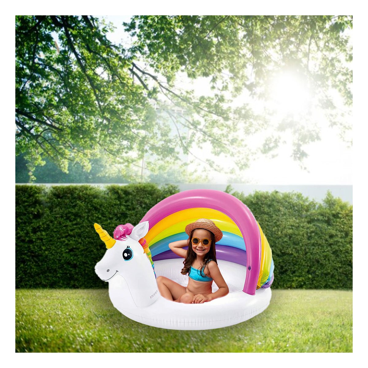 PILETA BEBE UNICORNIO 1,27 X 1,02 X 69 CM INFLABLE PARA VERANO EN PATIO Y+REGALO STICKER - 2