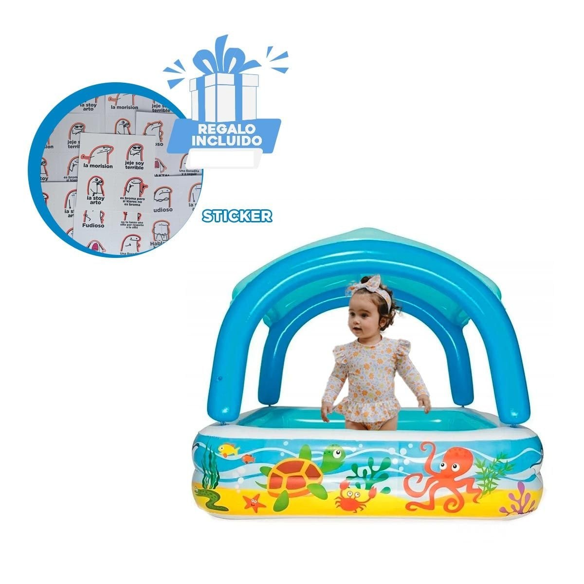 ALBERCA CANOPY 147 X 147 X 122 CM CON COBERTURA PARA VERANO AL AIRE LIBRE Y+REGALO STICKER - 1