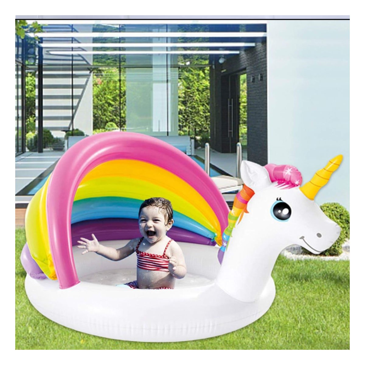 PILETA BEBE UNICORNIO 1,27 X 1,02 X 69 CM INFLABLE PARA DIVERSION SEGURA EN HOGAR - 1