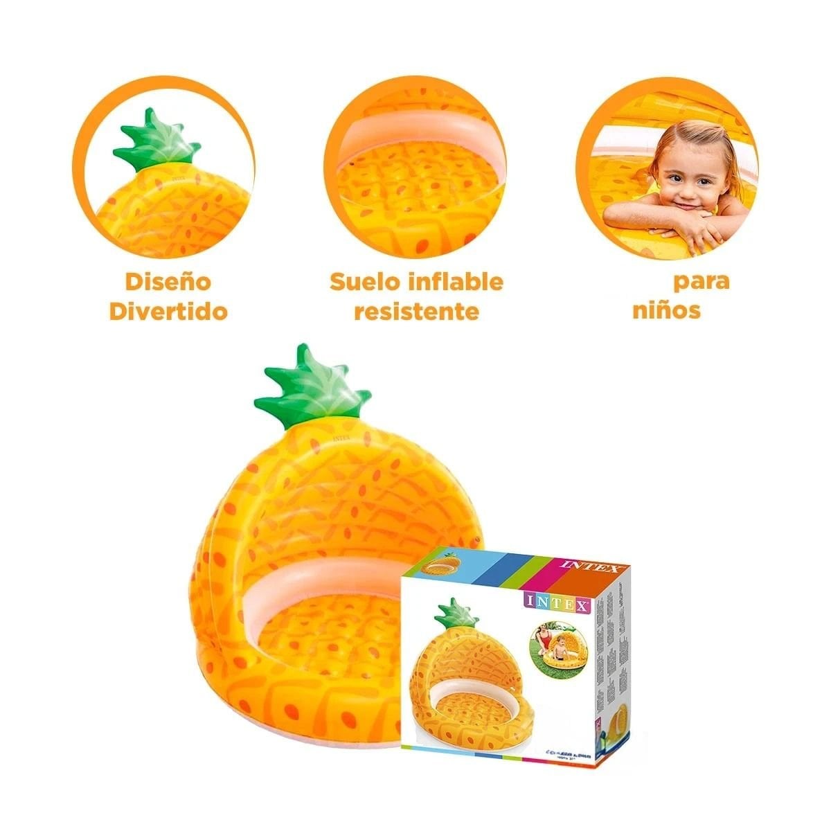 PILETA BEBE PINA 1,02 X 94 CM CON DISENO TROPICAL PARA DIVERSION SEGURA - 3