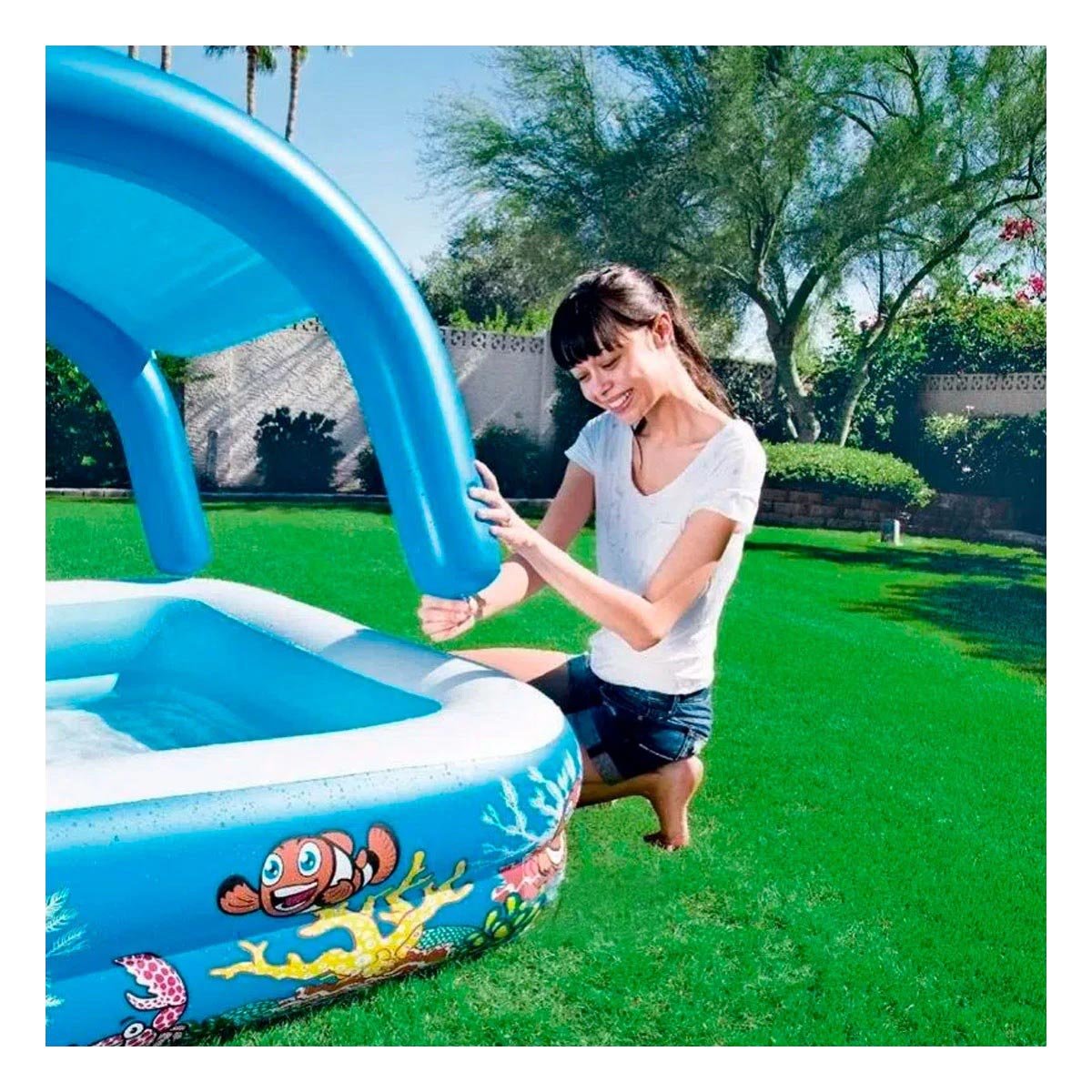 ALBERCA CANOPY 147 X 147 X 122 CM CON SOMBRA SUPERIOR PARA USO EN JARDIN Y+PAPEL REGALO - 5