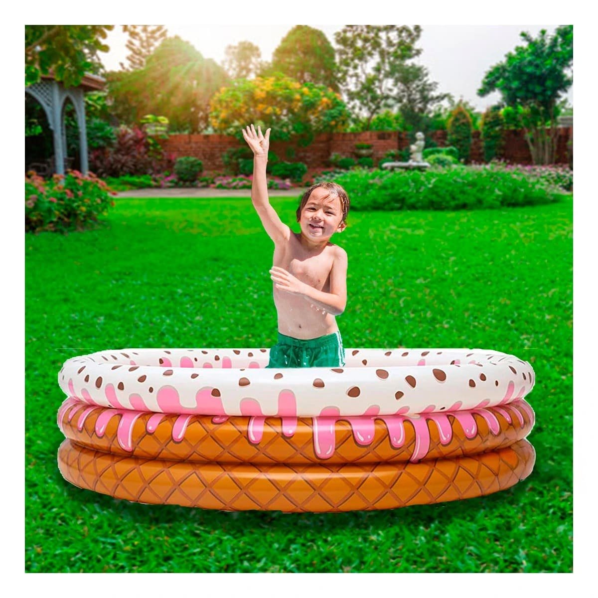 PILETA INFLABLE DECORATIVA ESTILO HELADO PARA MOMENTOS FRESCOS EN HOGAR Y+REGALO STICKER - 2