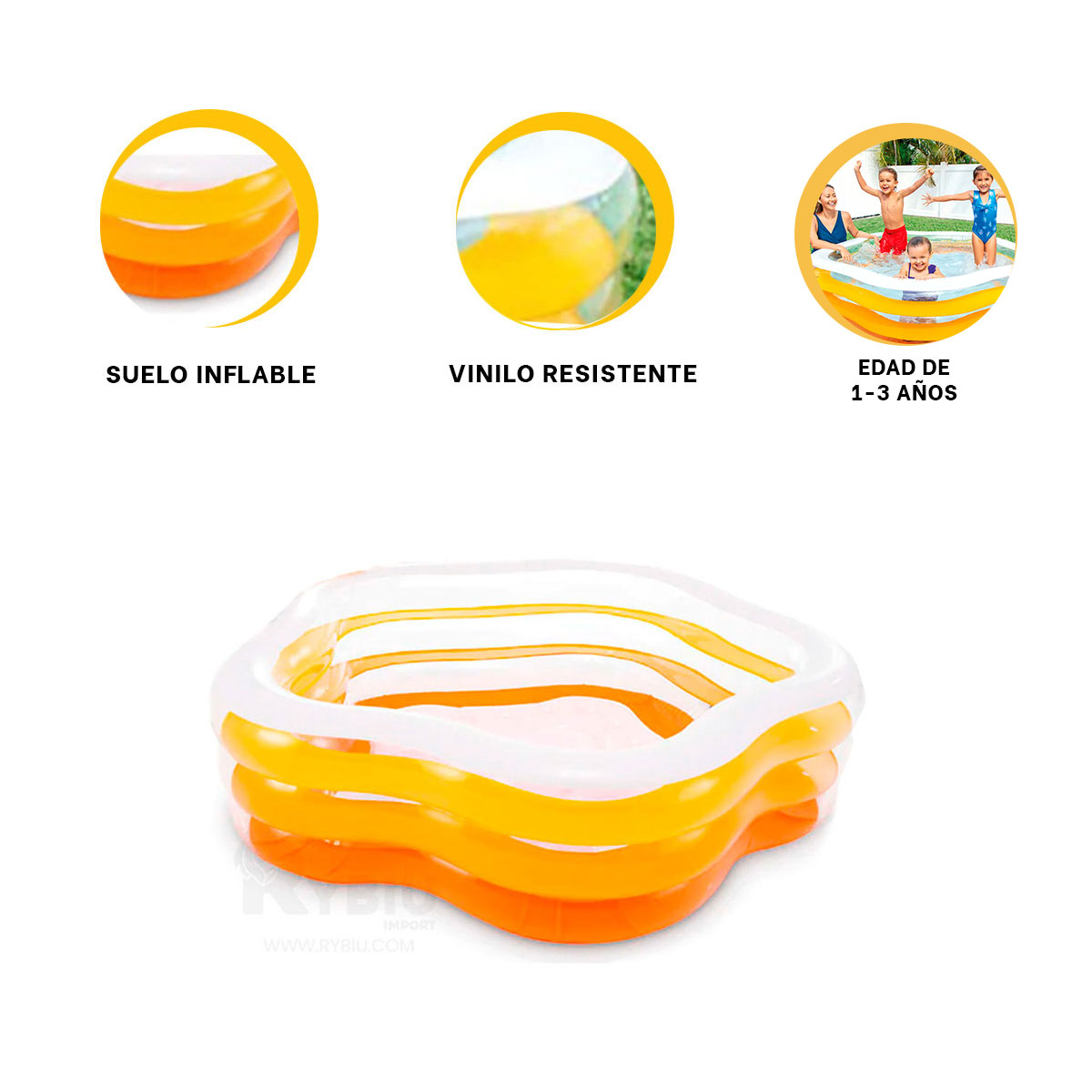 PISCINA INFANTIL PARA USO DE NARANJA Y+REGALO STICKERS - 2
