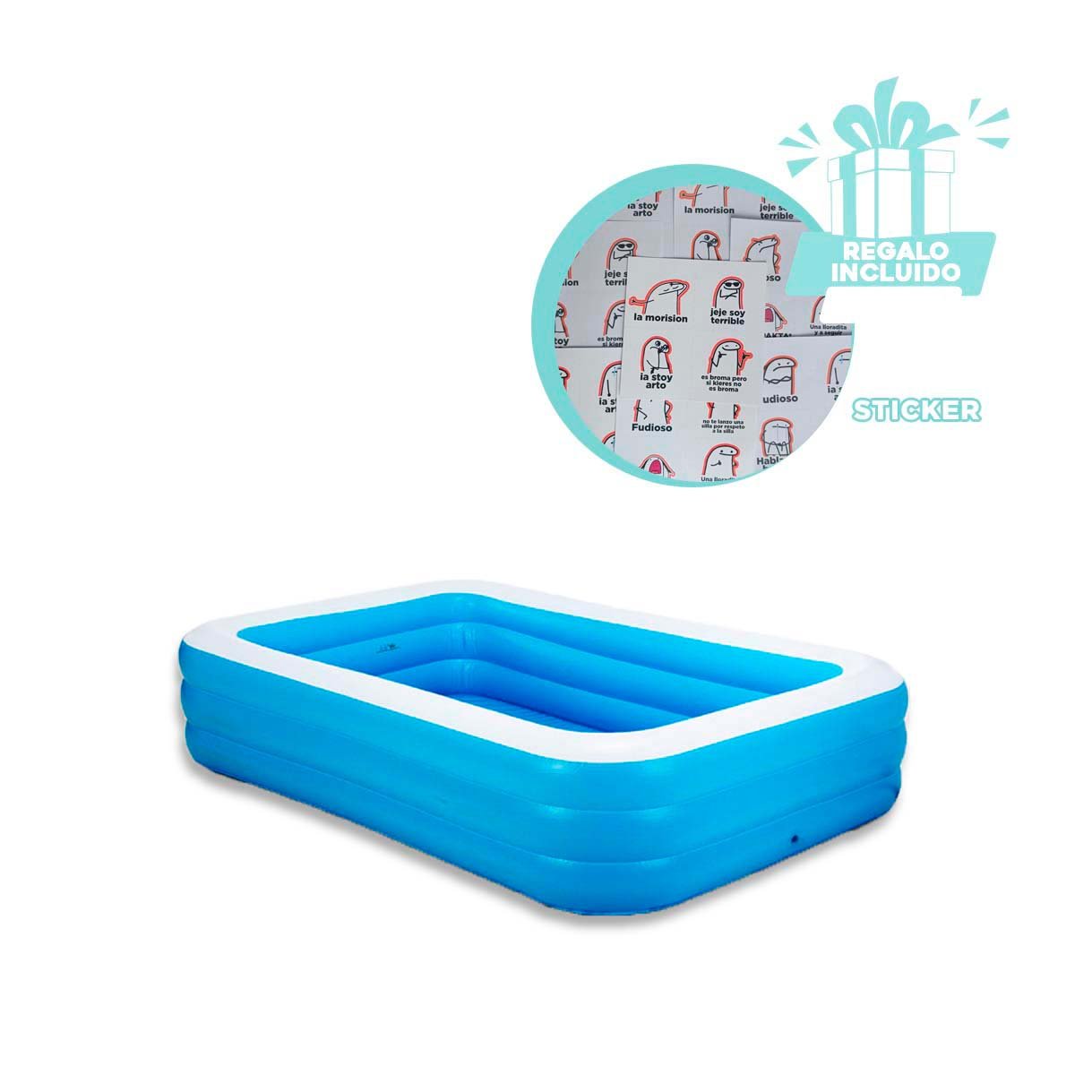 RECIPIENTE ACUATICO INFLABLE FAMILIAR PARA JARDIN Y HOGAR CON ESTILO VERANIEGO Y+REGALO STICKER - 1
