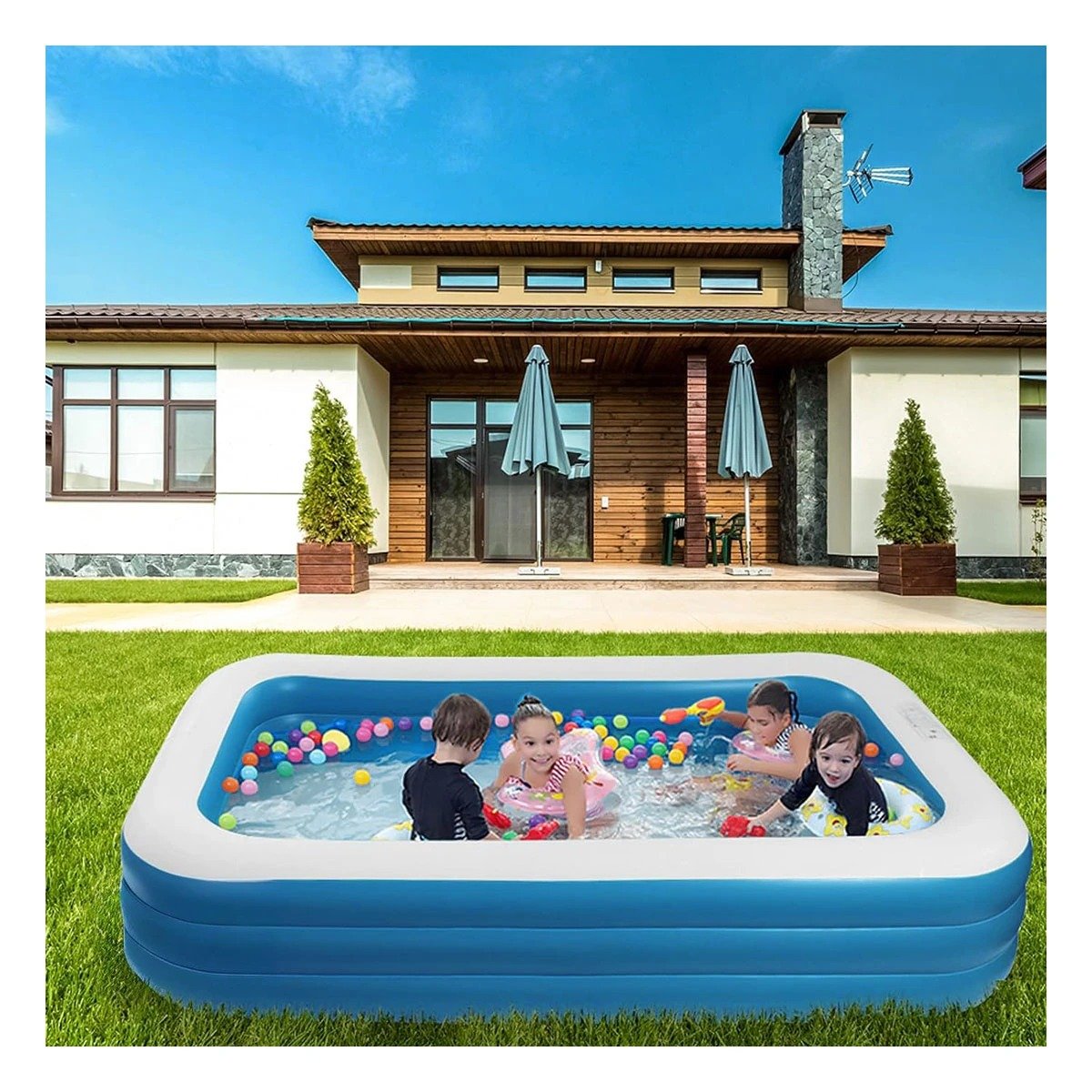 RECIPIENTE ACUATICO INFLABLE FAMILIAR PARA JARDIN Y HOGAR CON ESTILO VERANIEGO Y+REGALO STICKER - 5