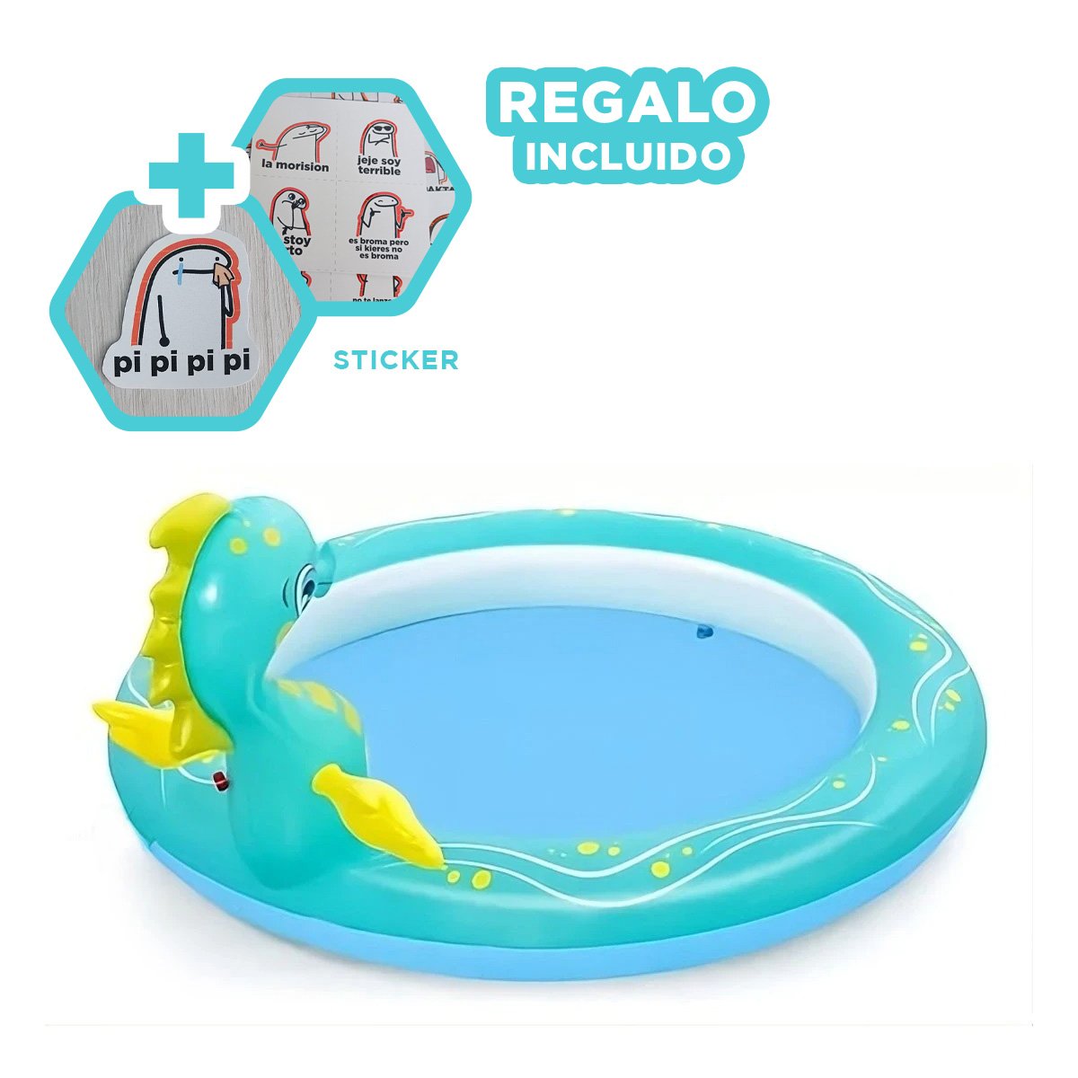 ALBERCA INFLABLE CABALLITO DE MAR PARA CASA FAMILIAR CON ESTILO MARINO Y+REGALO STICKER - 1