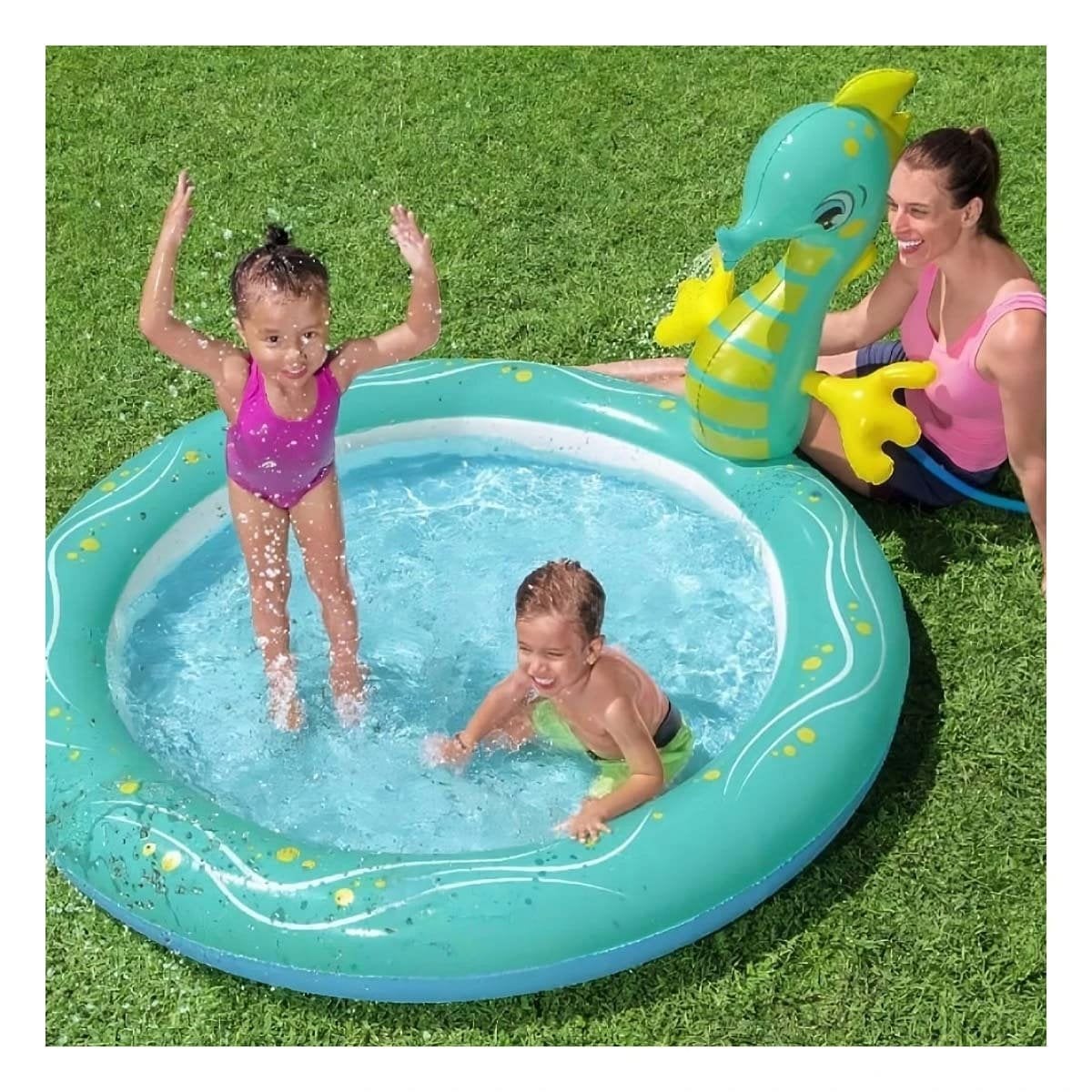 ALBERCA INFLABLE CABALLITO DE MAR PARA CASA FAMILIAR CON ESTILO MARINO Y+REGALO STICKER - 2