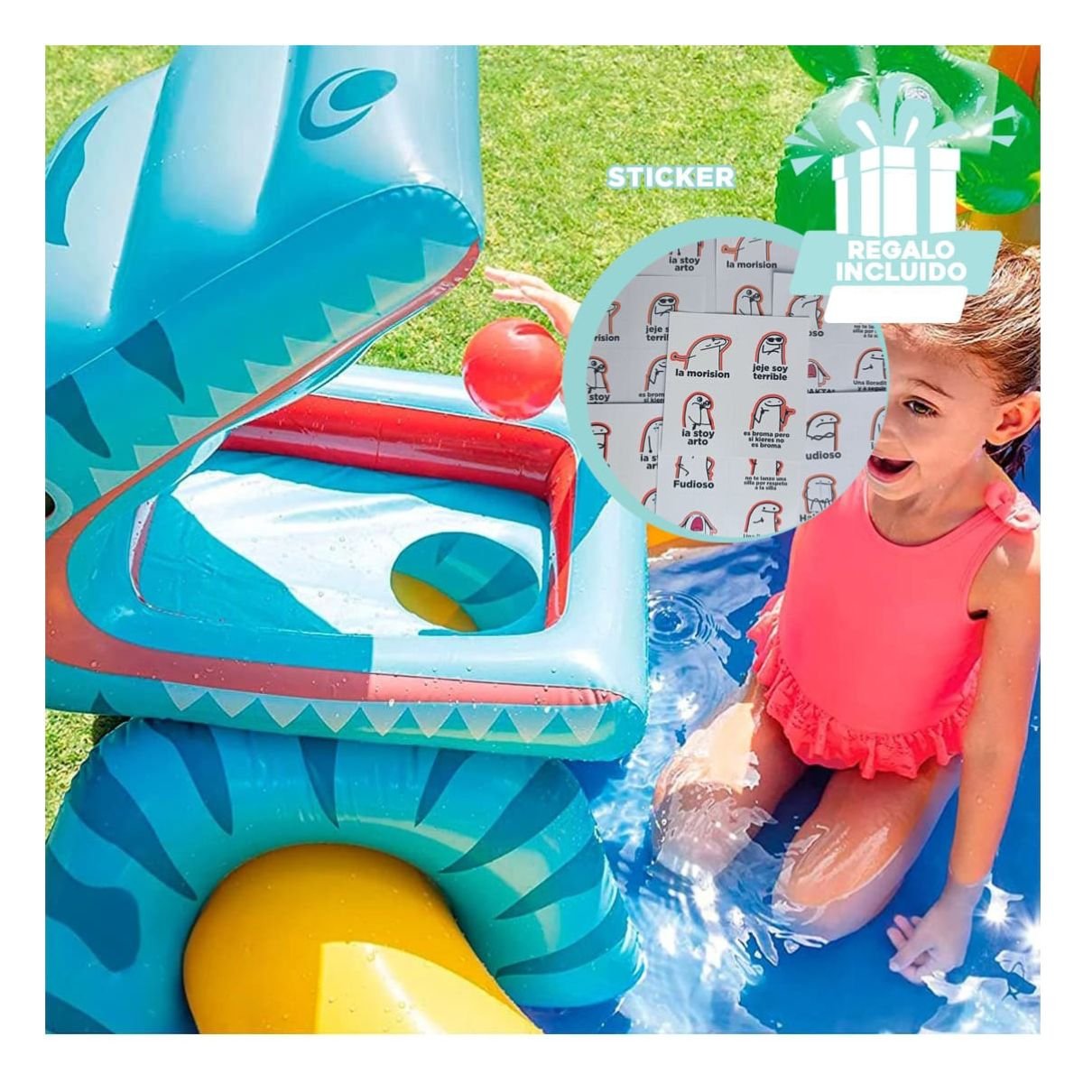 ZONA INFANTIL INTEX 57444NP 249X191X109 CM DINOSAURIO PARA JUEGOS RECREATIVOS Y+REGALO STICKER - 1