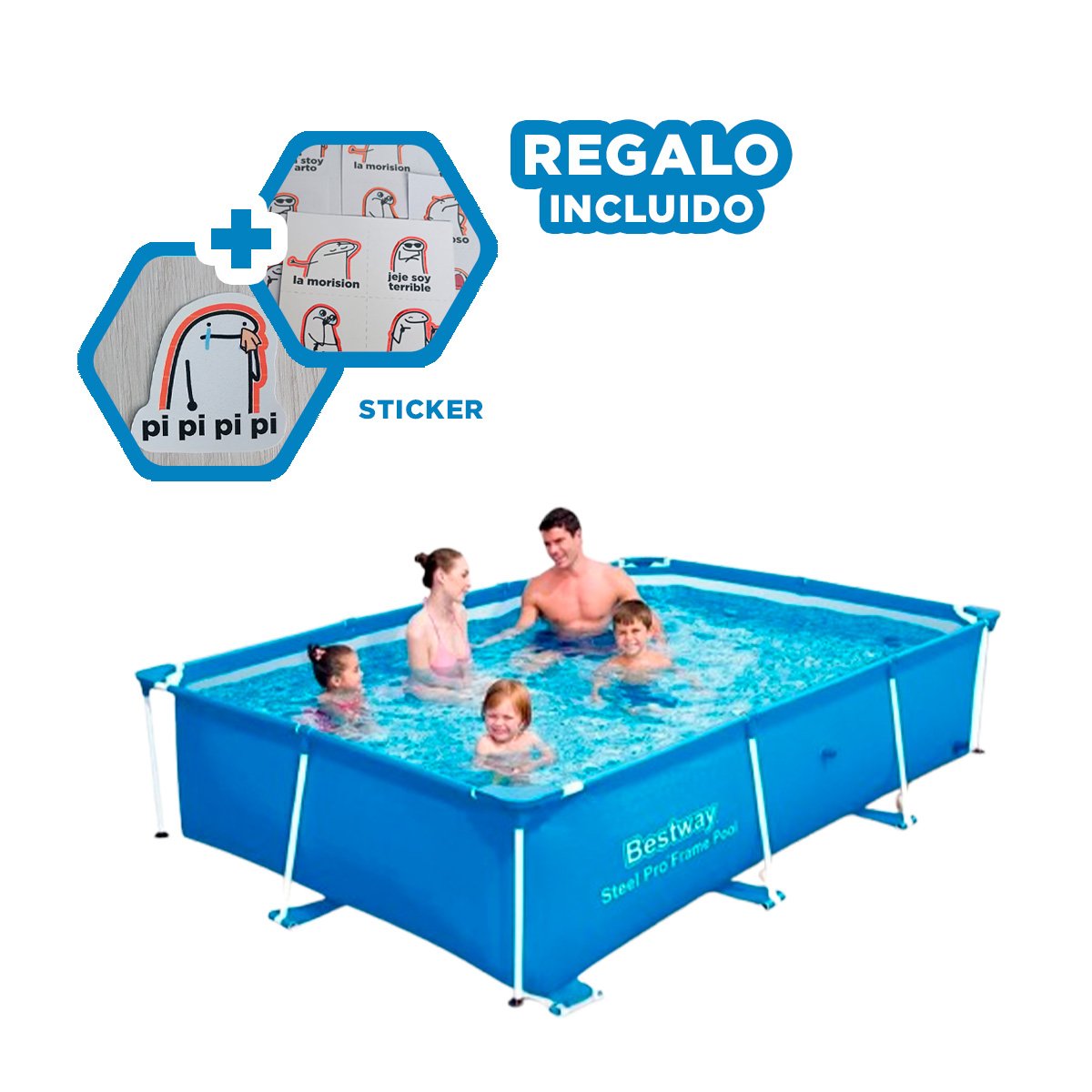 ALBERCA RECTANGULAR RESISTENTE 259X170X61CM PARA HOGAR Y+REGALO STICKER - 1