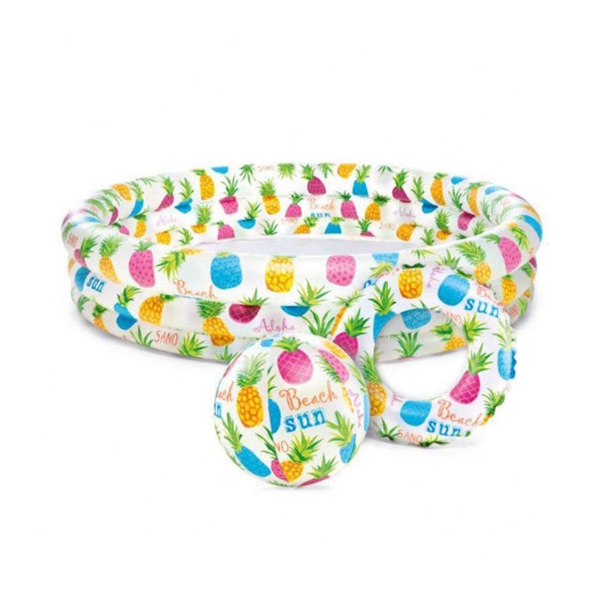 PILETA INFLABLE PARA HOGAR CON DISENO TROPICAL DECORATIVO Y JUEGO ACUATICO Y+REGALO STICKER - 3