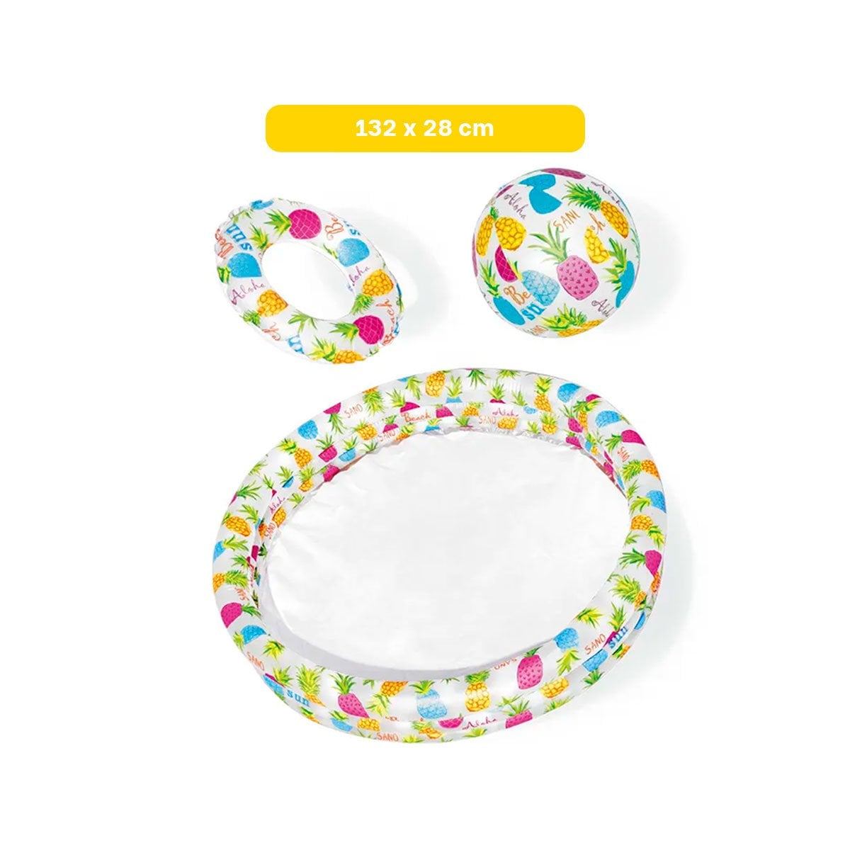 PILETA INFLABLE PARA HOGAR CON DISENO TROPICAL DECORATIVO Y JUEGO ACUATICO Y+REGALO STICKER - 4