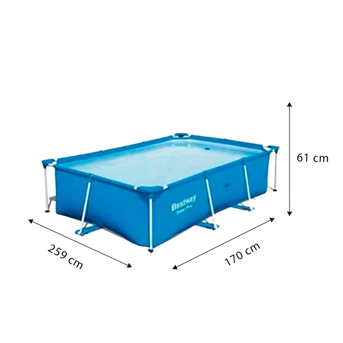 ALBERCA RECTANGULAR AMPLIA 259X170X61CM PARA CASA EXTERIOR Y+PAPEL REGALO - 4
