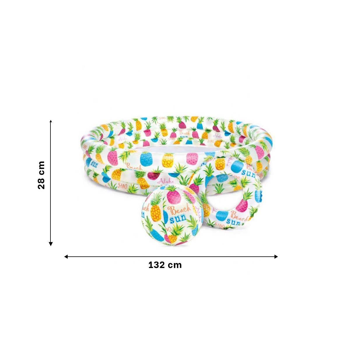 ALBERCA INFLABLE PARA HOGAR CON DISENO TROPICAL DECORATIVO Y JUEGO ACUATICO Y+PAPEL REGALO - 4
