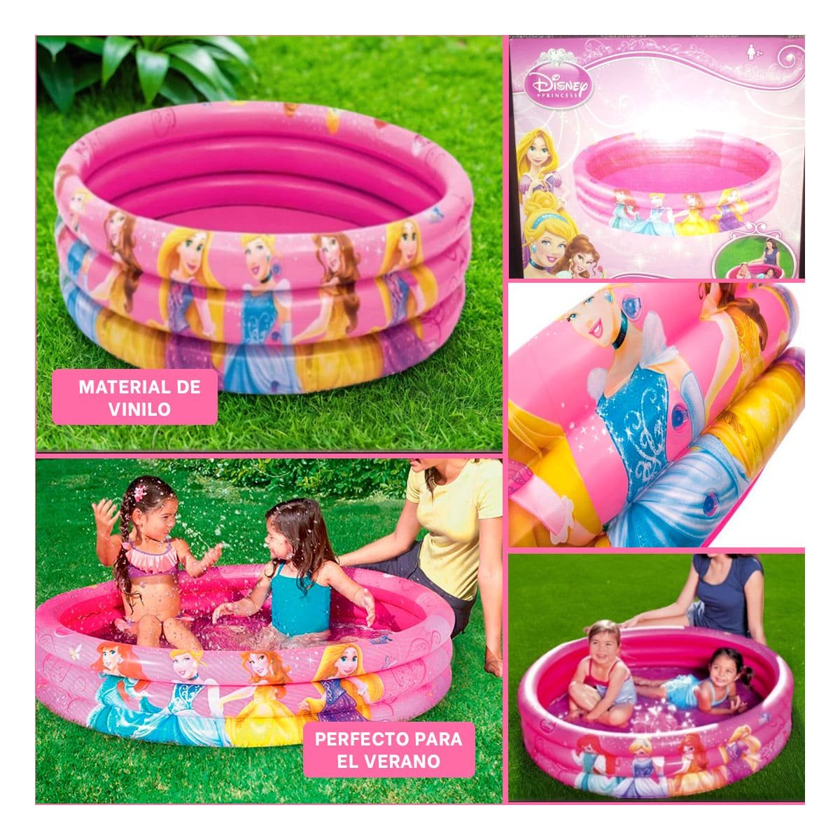PISCINITA PRINCESA INFLABLE PARA CASA Y PATIO CON AGUA Y JUEGO - 5