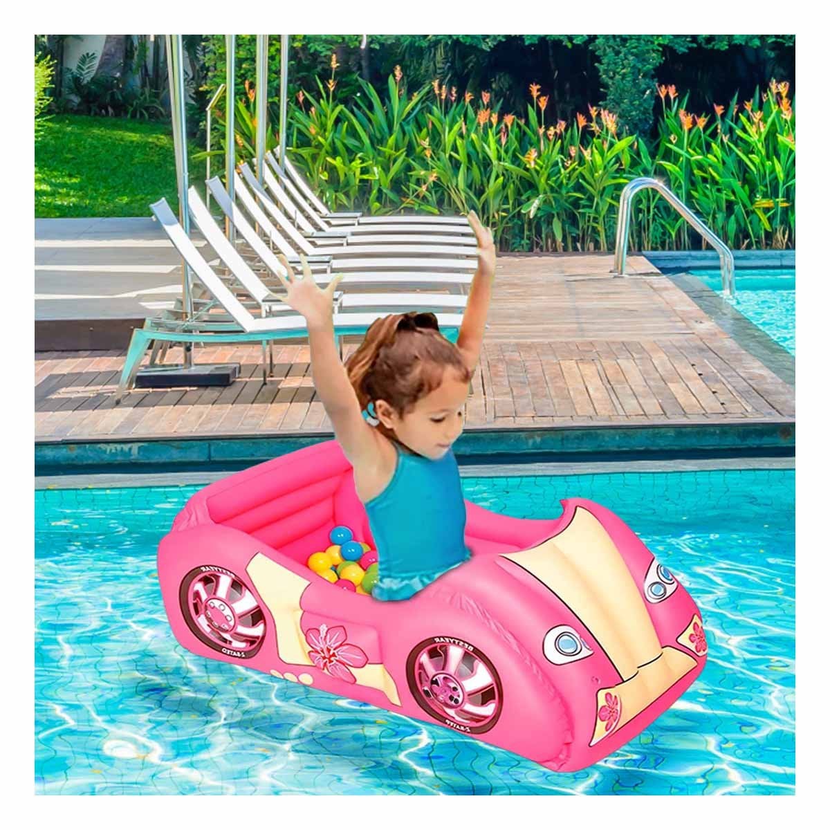 ALBERCA DE BOLAS 119X79X51 CM HINCHABLE INFANTIL COCHE DE CARRERA HOGAR Y+REGALO STICKER - 5