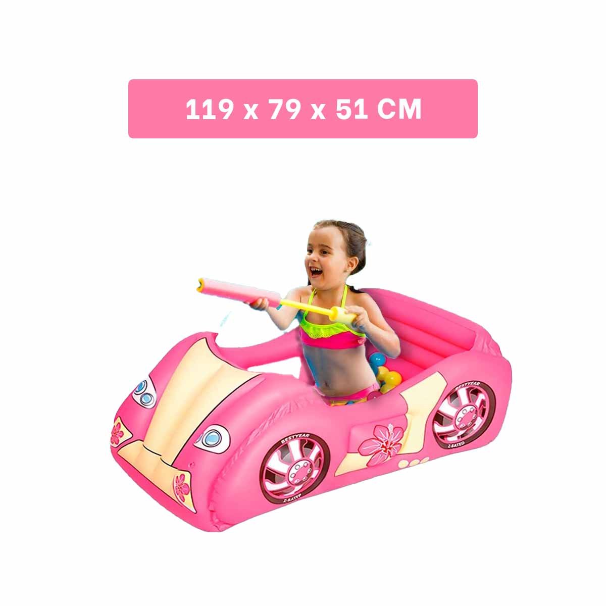 ALBERCA DE BOLAS 119X79X51 CM HINCHABLE INFANTIL COCHE DE CARRERA INTERIOR Y+PAPEL REGALO - 4