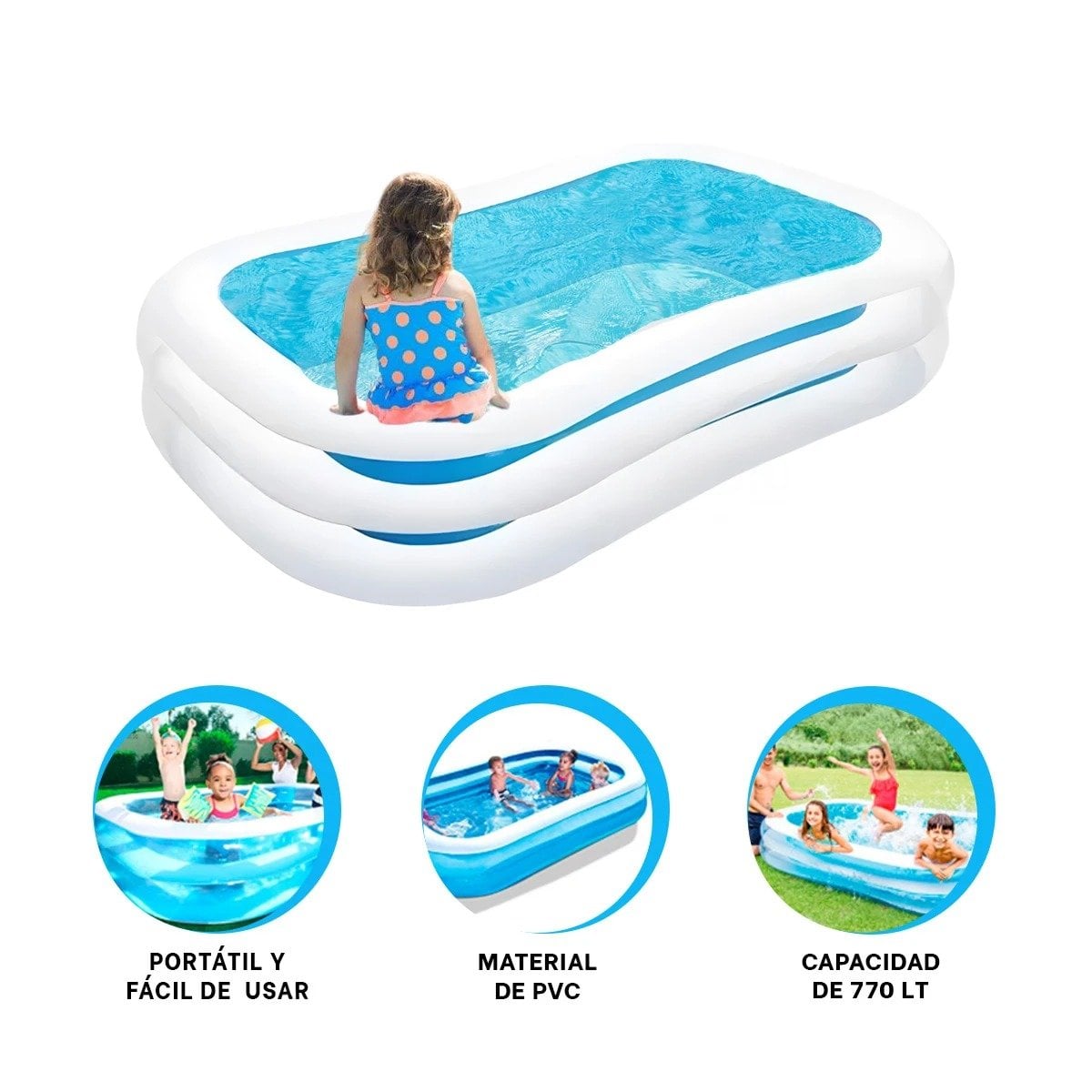 ESTANQUE INFLABLE PARA PATIO Y HOGAR CON DISENO AMPLIO Y USO FAMILIAR - 3