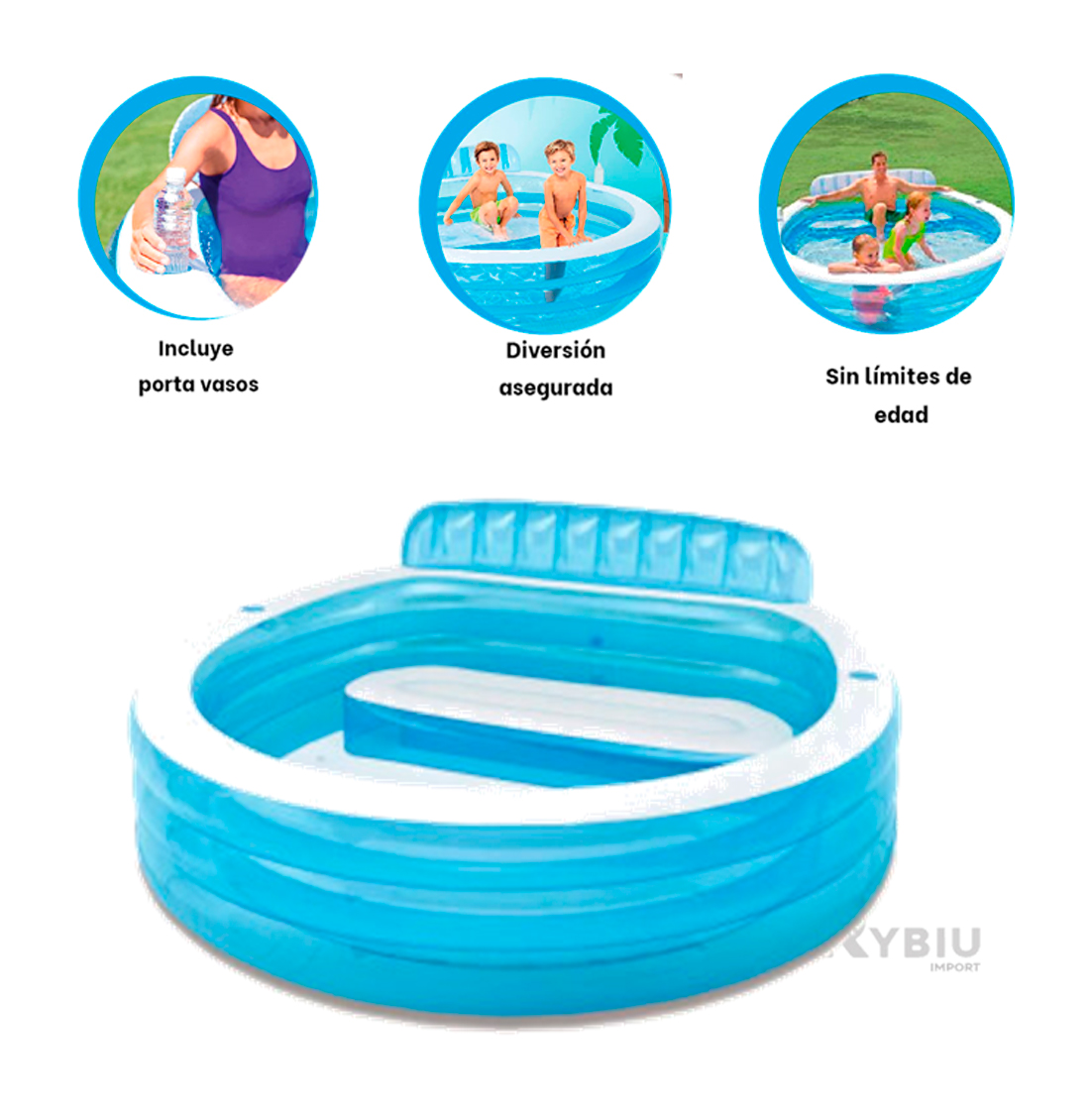 PISCINA PRACTICA PARA NIÑOS COLOR CELESTE Y+REGALO AGENDITA - 3