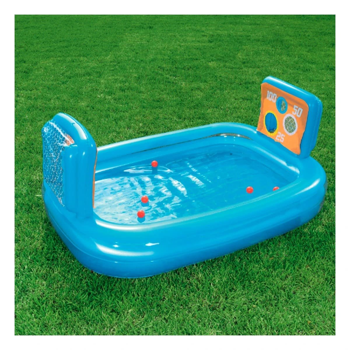 ALBERCA INFLABLE FAMILIAR PARA JARDIN CON DOS PORTERIAS Y DIVERSION DE VERANO Y+PAPEL REGALO - 2