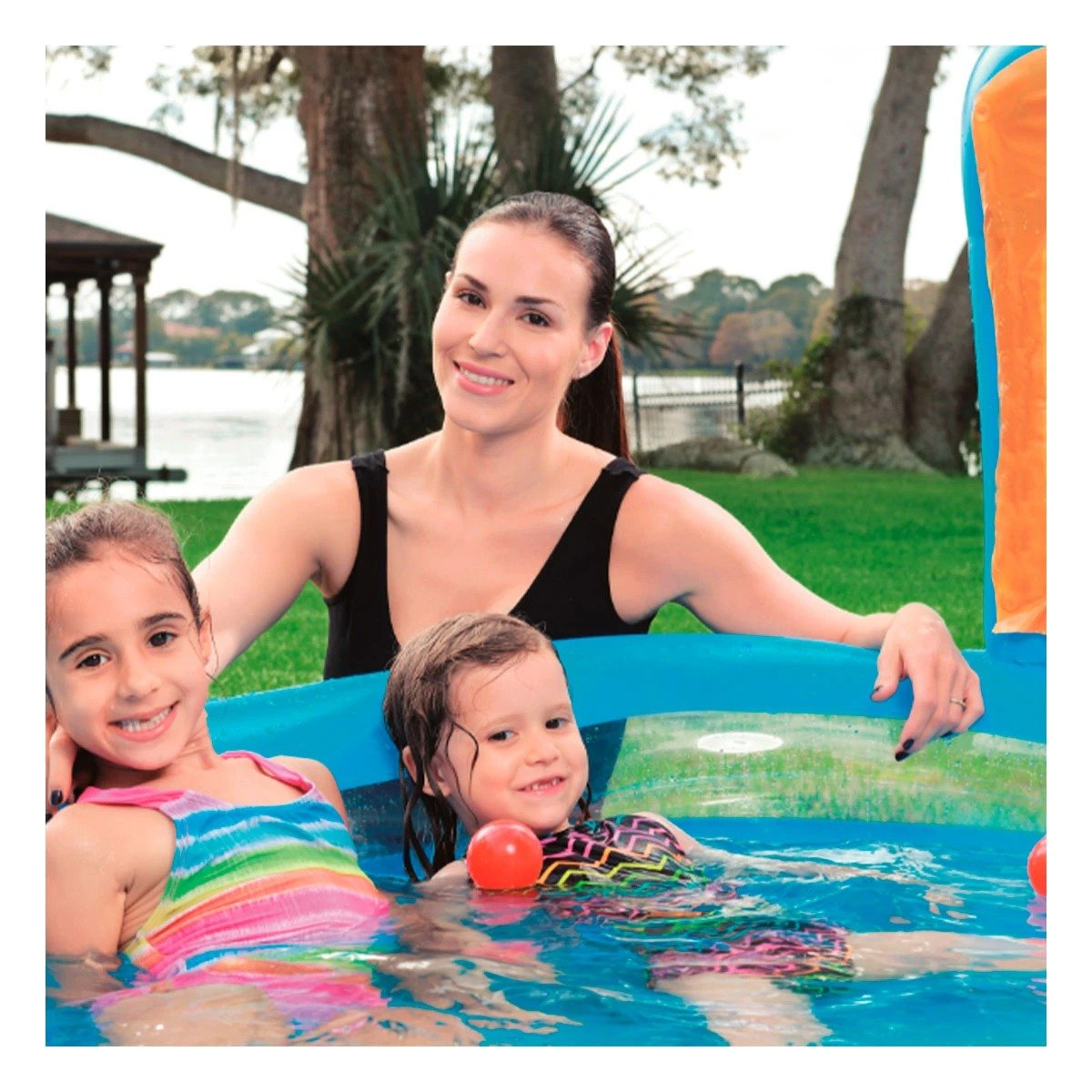 ALBERCA INFLABLE FAMILIAR PARA JARDIN CON DOS PORTERIAS Y DIVERSION DE VERANO Y+PAPEL REGALO - 5