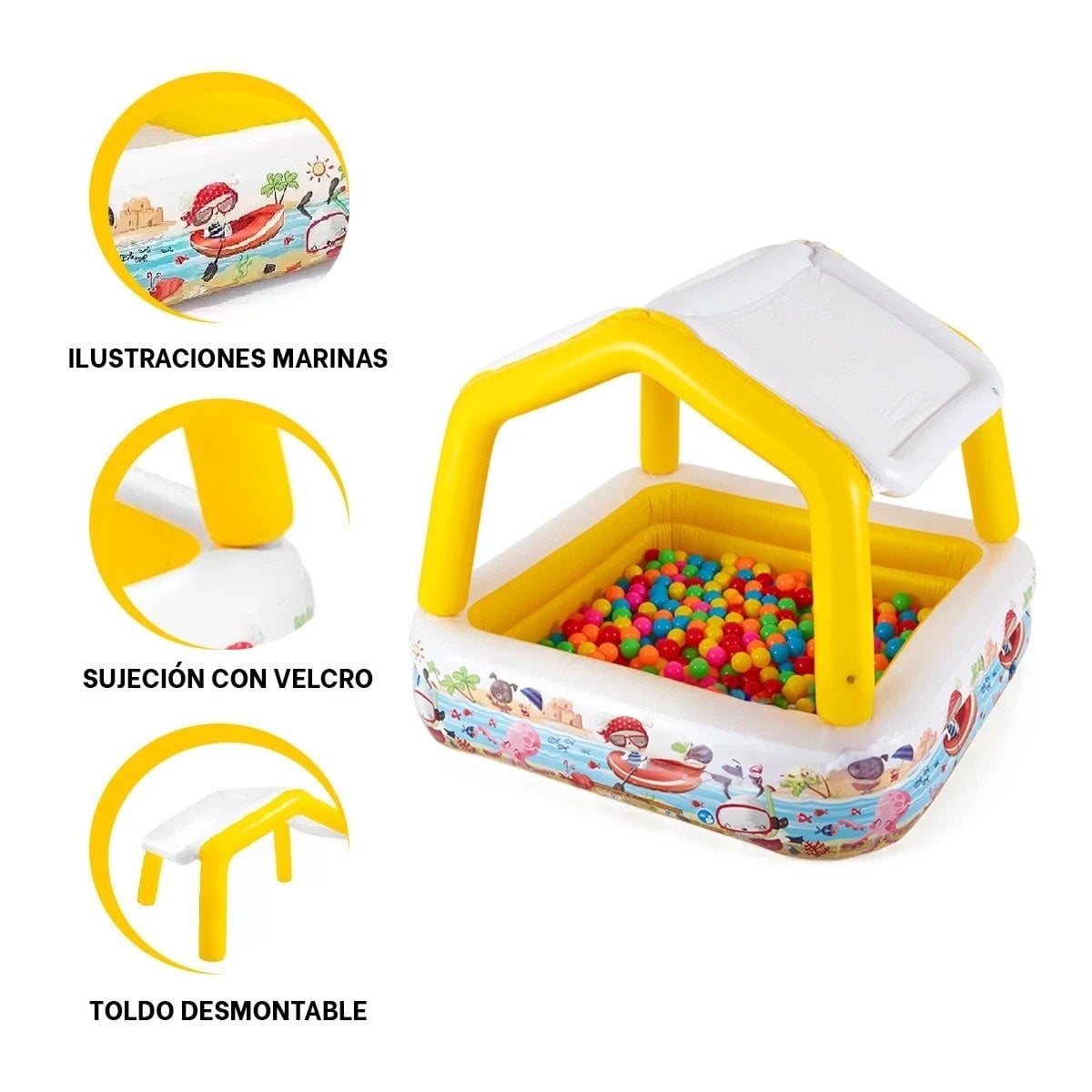 CENTRO DE AGUA INFLABLE CON TOLDO DESMONTABLE PARA CASA PATIO Y RECREACION - 3