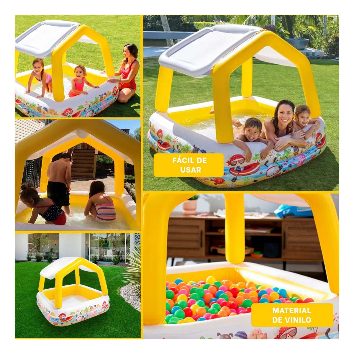 CENTRO DE AGUA INFLABLE CON TOLDO DESMONTABLE PARA CASA PATIO Y RECREACION - 5