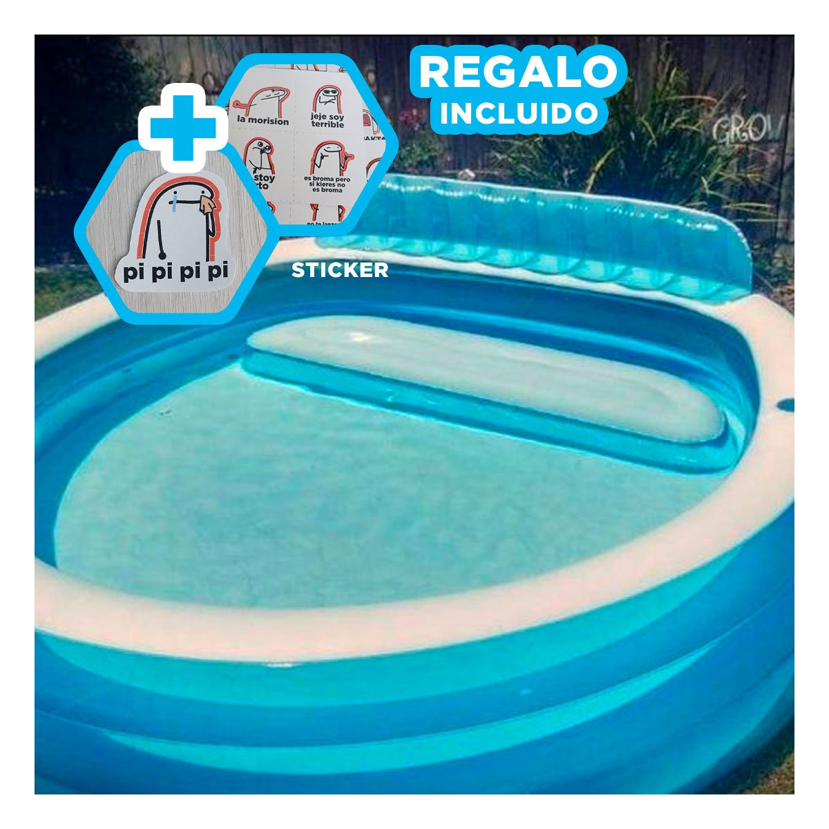FORMATO INFLABLE CON SILLON COMODO PARA HOGAR Y RELAX EN JARDIN EXTERIOR Y+REGALO STICKER - 1