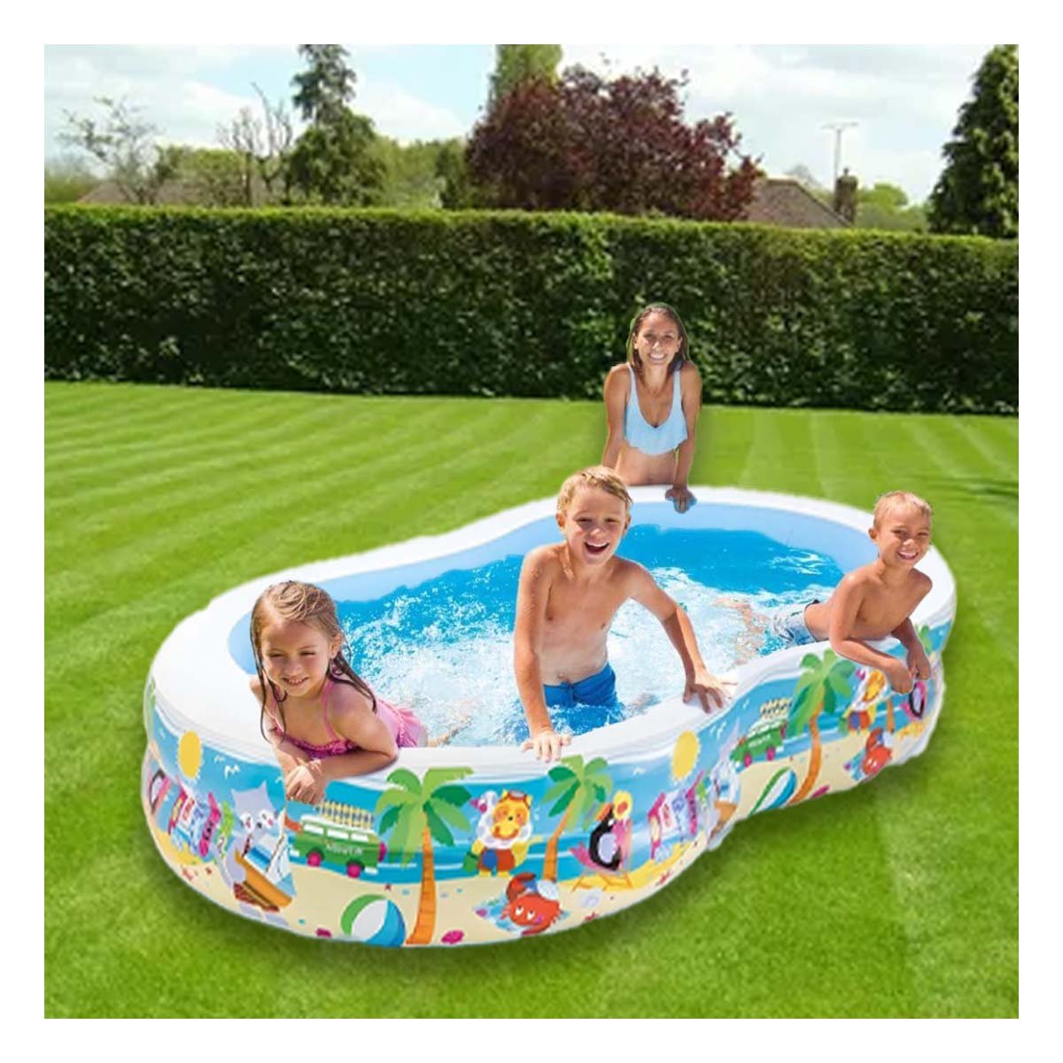 ALTERNATIVA INFLABLE FAMILIAR PARA HOGAR Y JARDIN CON AREA COMODA PARA VERANO Y+PAPEL REGALO - 5