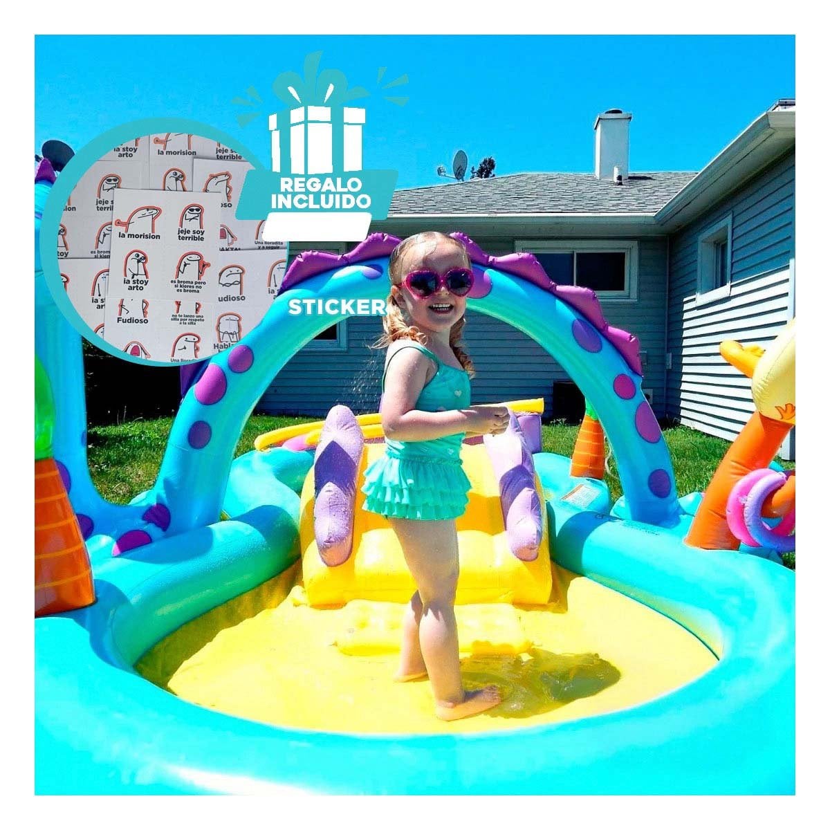 PILETA DE COLORES 147 X 33 CM INFLABLE PARA MOMENTOS DE DIVERSION Y+REGALO STICKER - 1