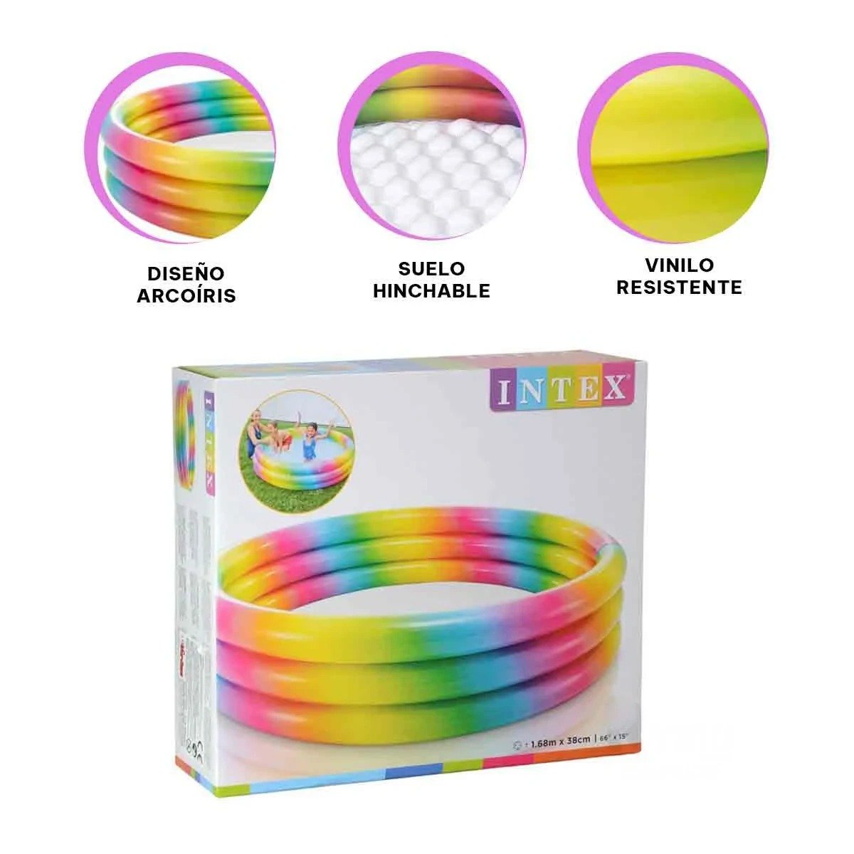 PISCINA MULTICOLOR 168 X 38 CM PARA DIVERSION Y JUEGOS AL AIRE LIBRE - 3