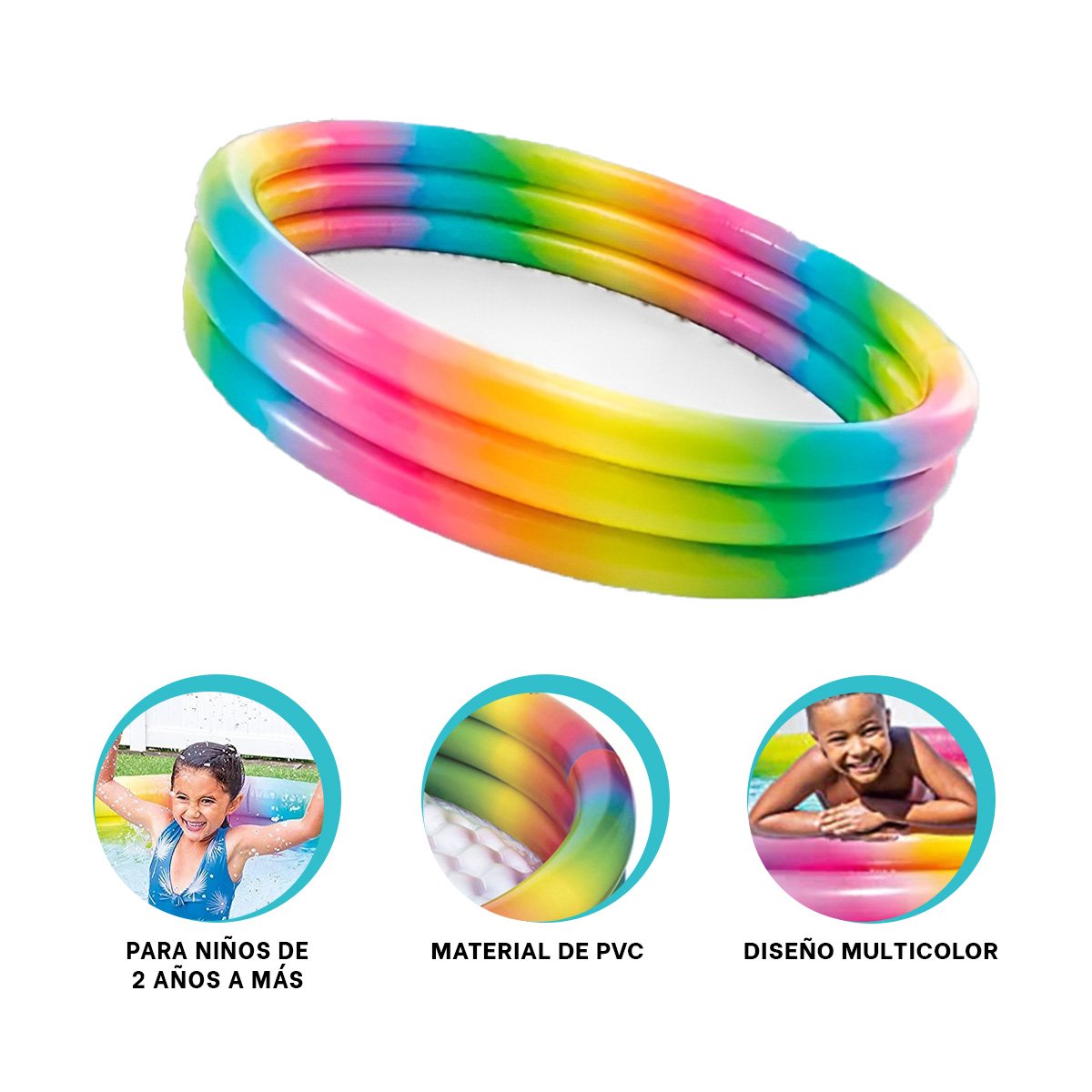 PILETA DE COLORES 147 X 33 CM INFLABLE PARA USO FAMILIAR EN VERANO - 3