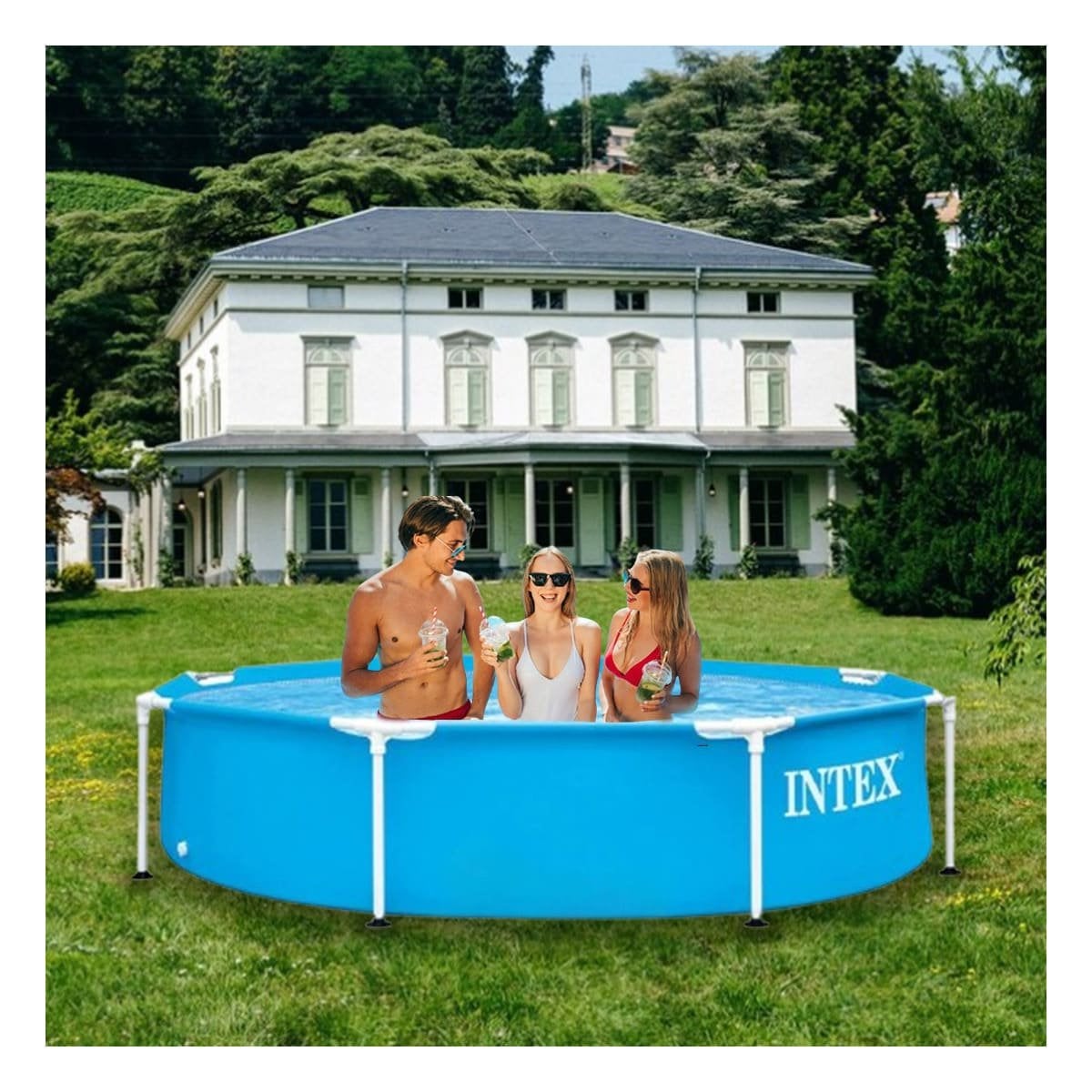 PISCINA RYBIU 28205NP 51 X 244 CM RESISTENTE EN COLOR AZUL + PAPEL DE REGALO - 5