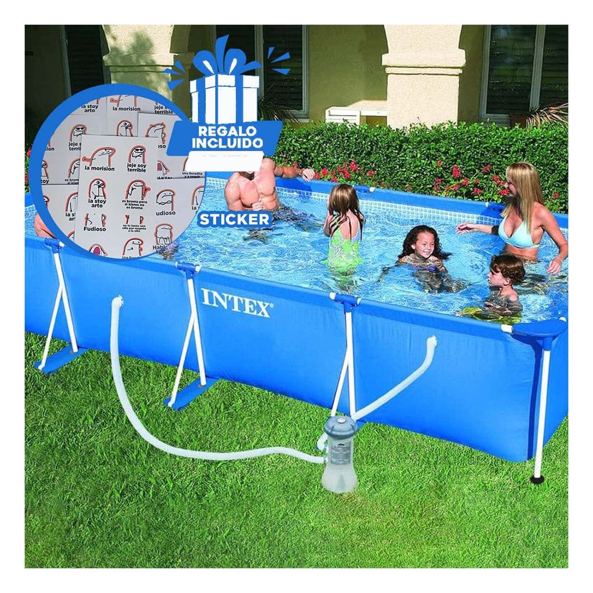 ALBERCA RECTANGULAR PARANTE RESISTENTE 450X220X84CM PARA HOGAR Y+REGALO STICKER - 1