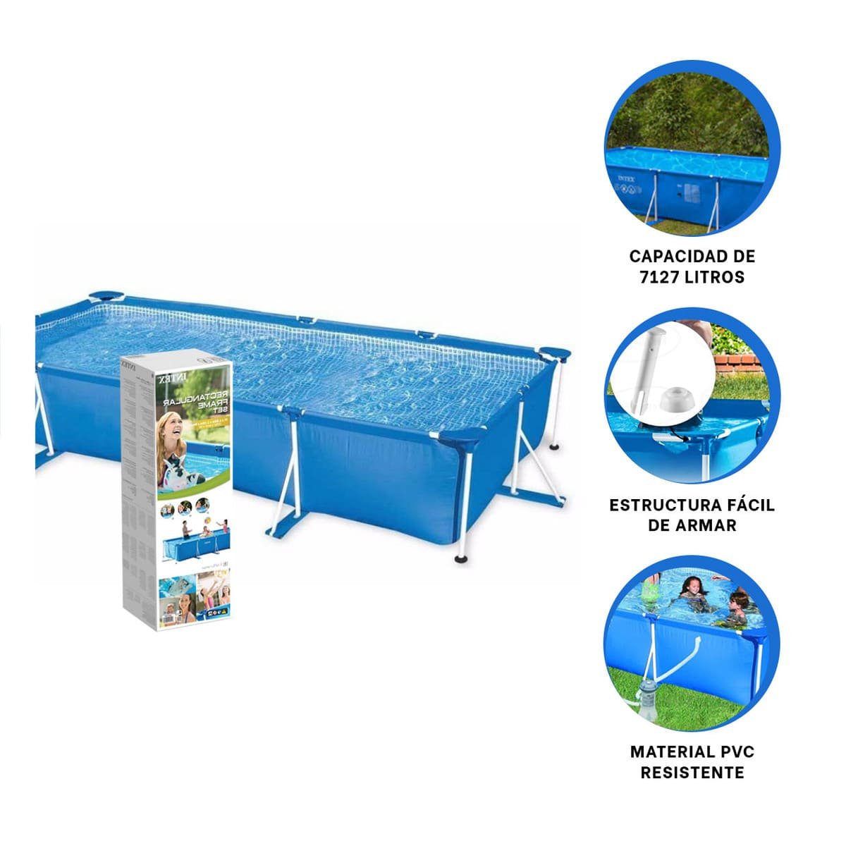 ALBERCA RECTANGULAR PARANTE 450X220X84CM PARA HOGAR Y PATIO EXTERIOR SEGURO - 3