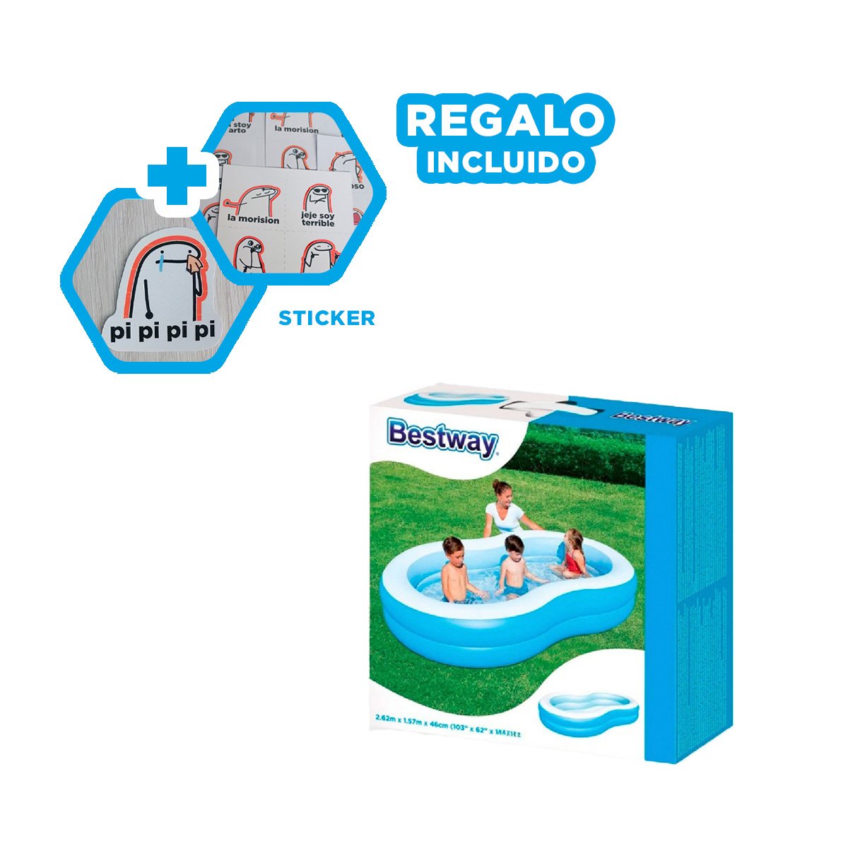 PILETA DOMESTICA INFLABLE PARA HOGAR Y JARDIN CON SUPERFICIE COMODA Y+REGALO STICKER - 1