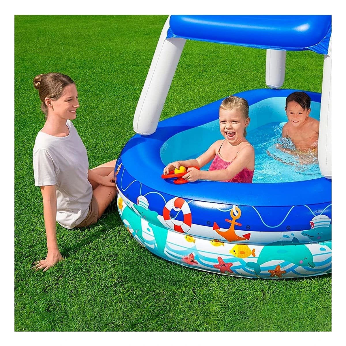 PISCINA DOMESTICA ESTILO MARINO PARA CASA Y EXTERIOR CON USO FAMILIAR Y+PAPEL REGALO - 2
