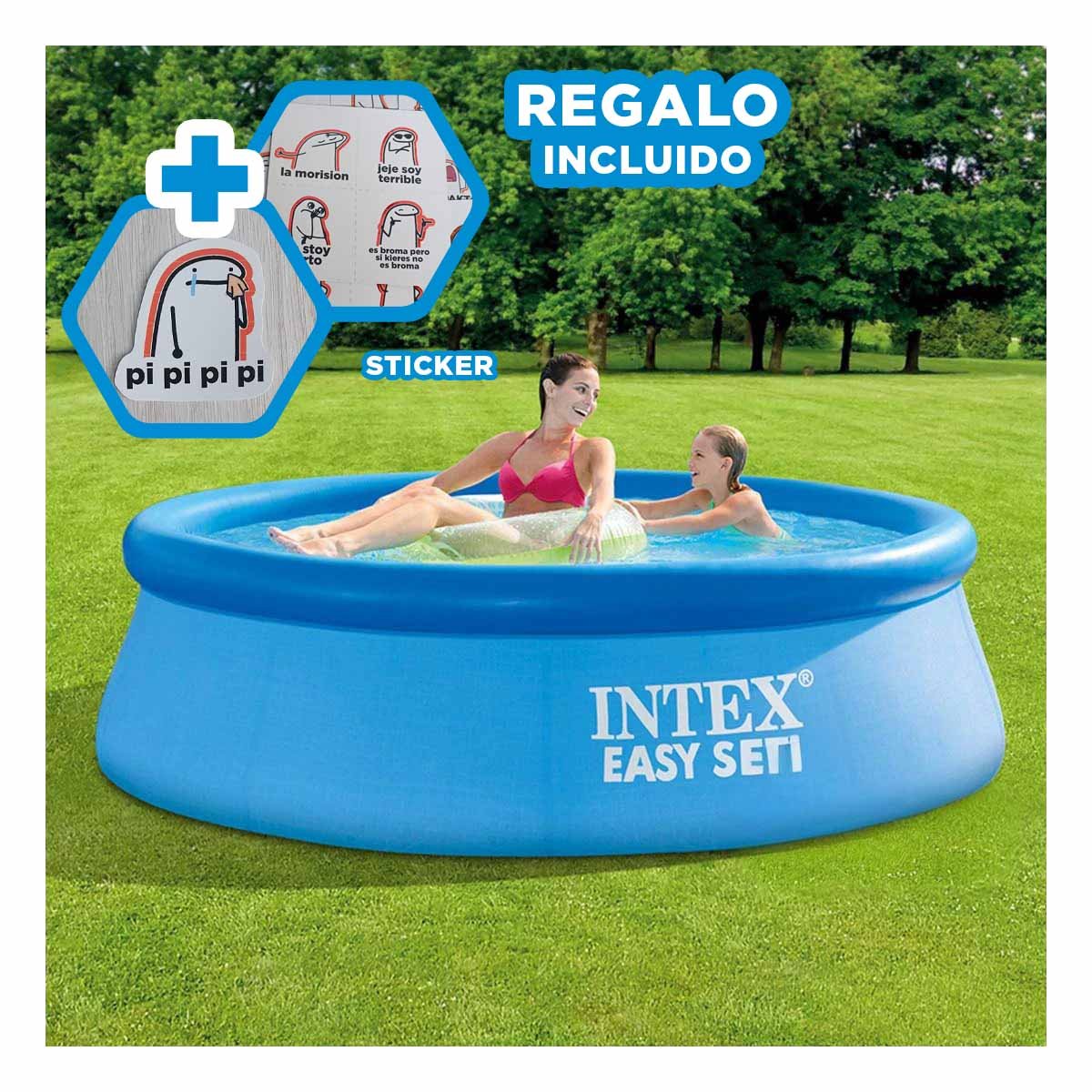 SISTEMA INFLABLE REDONDO PARA HOGAR Y JARDIN CON BORDE ALTO Y+REGALO STICKER - 1