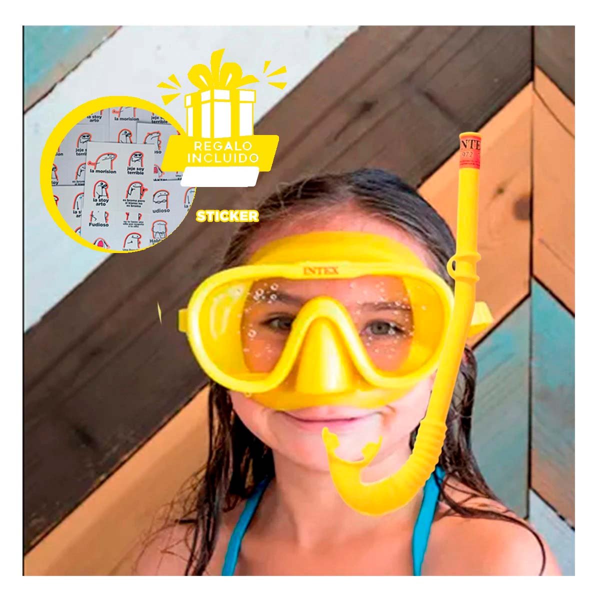 SET NATACIÓN RYBIU 55642 AGILIDAD RAPIDA AMARILLO + REGALO STICKERS - 1