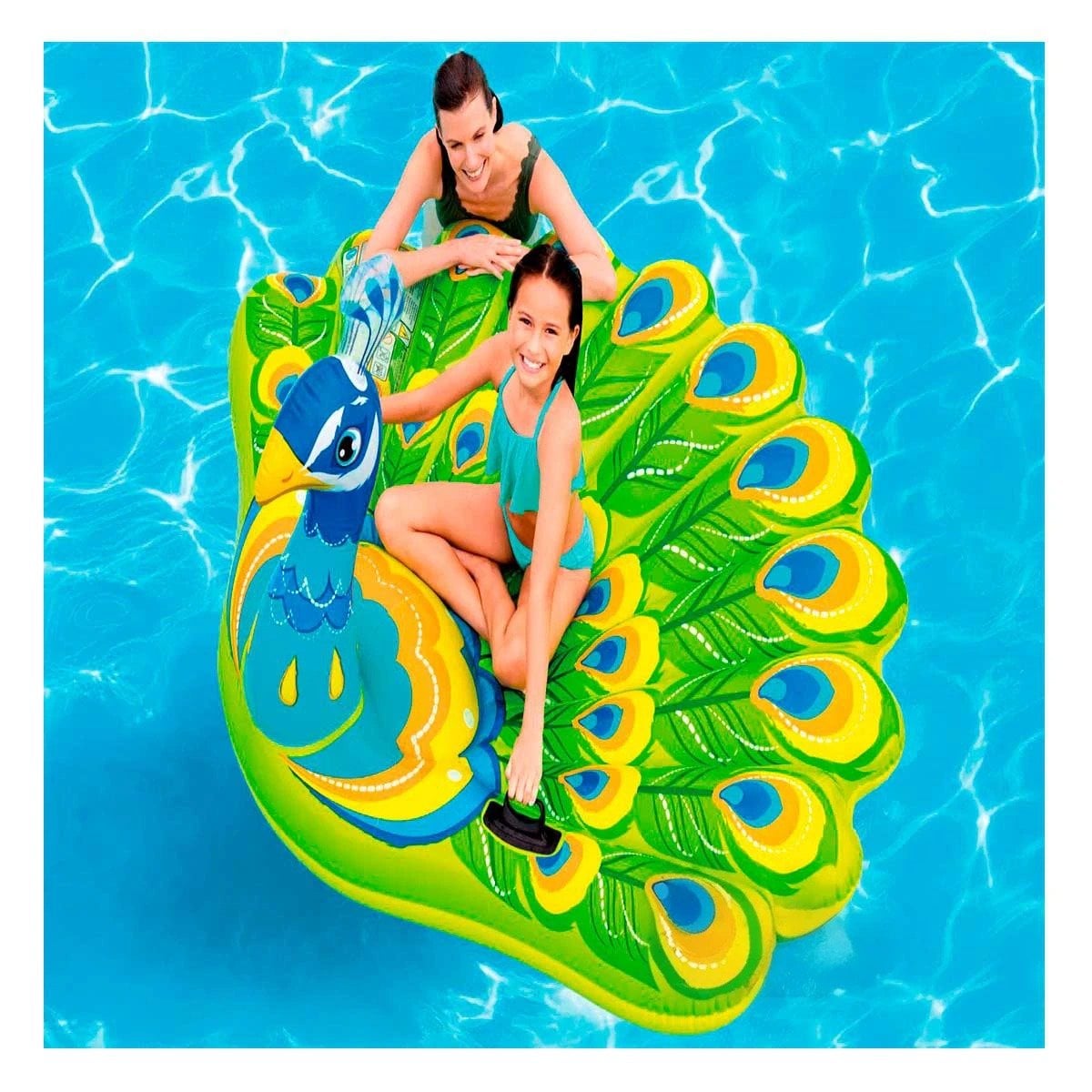FLOTADOR INFLABLE GRANDE PAVO REAL PARA JUEGOS EN AGUA Y+PAPEL REGALO - 2