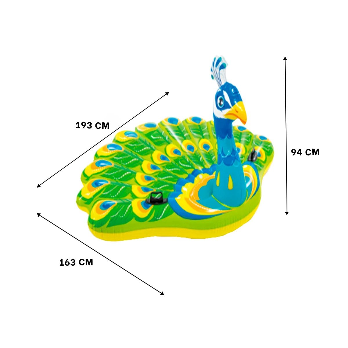 FLOTADOR INFLABLE GRANDE PAVO REAL PARA JUEGOS EN AGUA Y+PAPEL REGALO - 4
