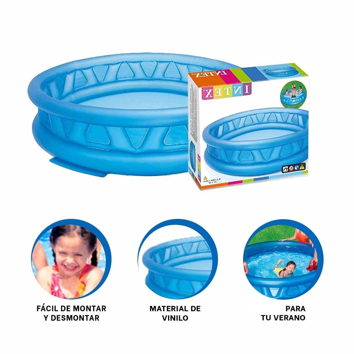 PILETA INFLABLE CIRCULAR PARA PATIO CON DISENO PRACTICO Y USO EN FAMILIA - 3