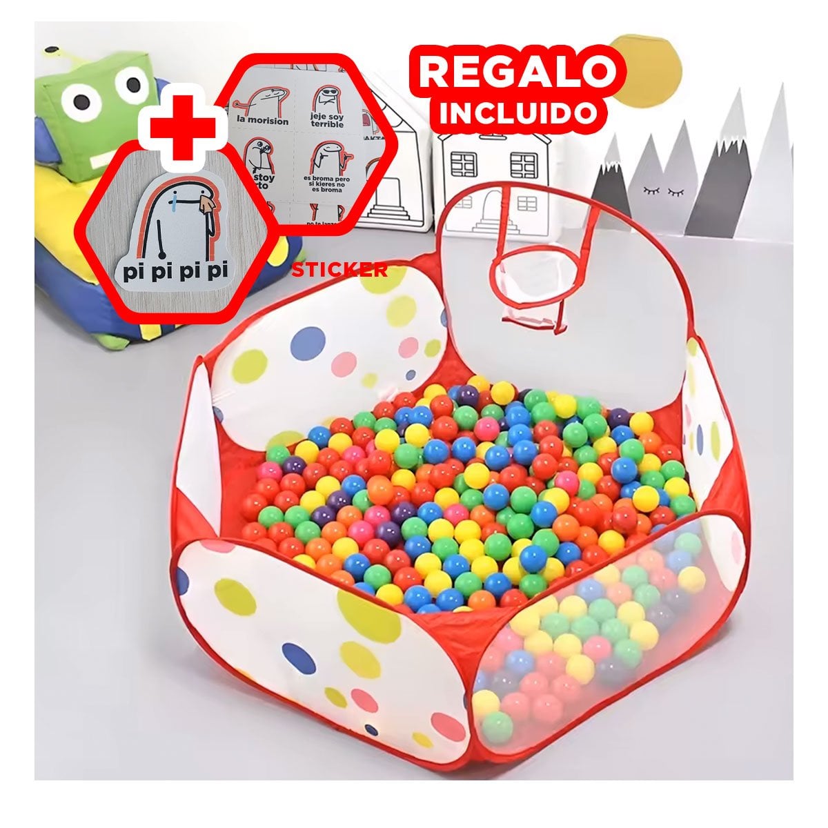 CORRAL RECREATIVO DE PELOTAS PARA CASA Y HOGAR CON USO FAMILIAR Y+REGALO STICKER - 1