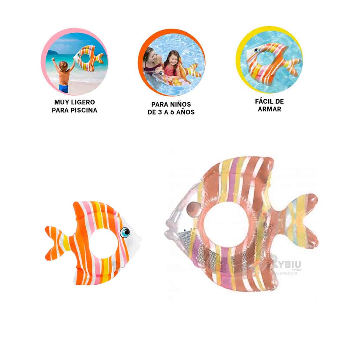 FLOTADOR DE DISEÑO PEZ RAYADO ANARANJADO Y+REGALO AGENDITA - 3