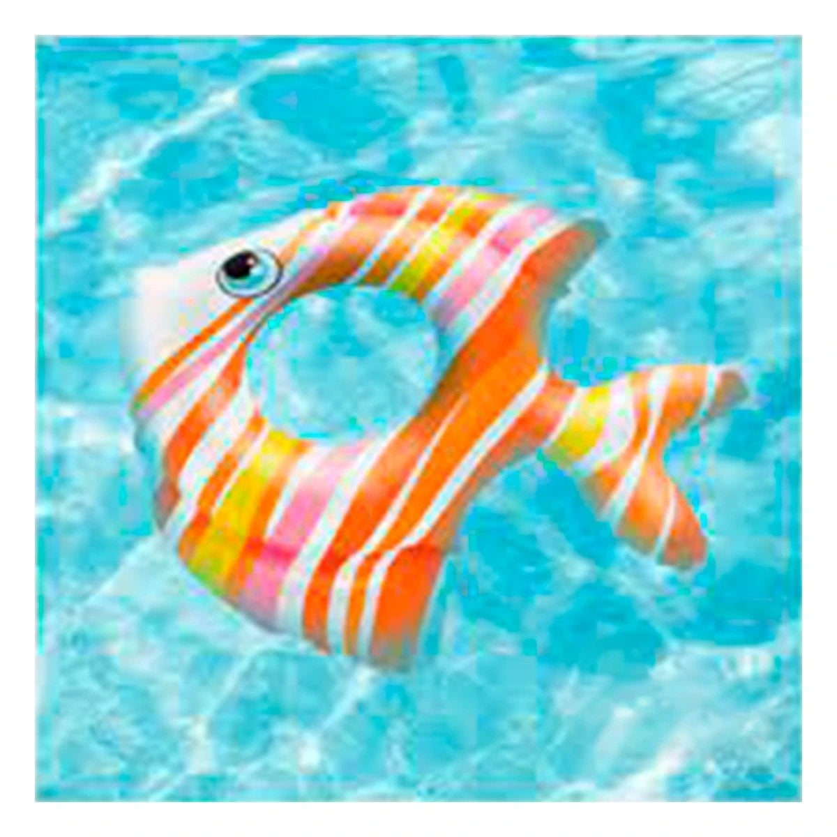 FLOTANTE GRANDE COLORIDO ANARANJADO PEZ RAYADO 83 X 81 CM PARA PISCINA Y+PAPEL REGALO - 3