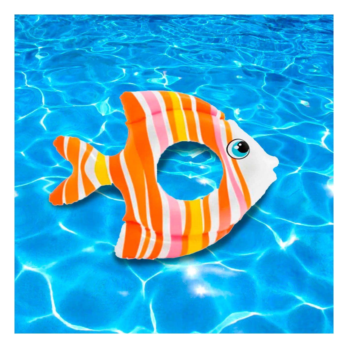 FLOTANTE GRANDE COLORIDO ANARANJADO PEZ RAYADO 83 X 81 CM PARA PISCINA Y+PAPEL REGALO - 5