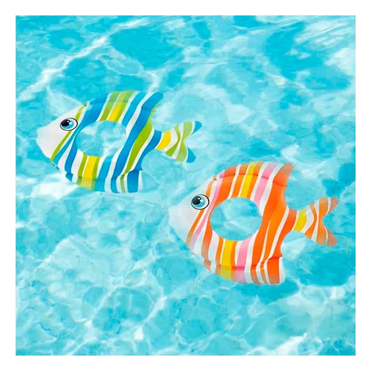 FLOTANTE DIVERTIDO COLORIDO ANARANJADO PEZ RAYADO 83 X 81 CM PARA AGUA Y+REGALO STICKER - 2