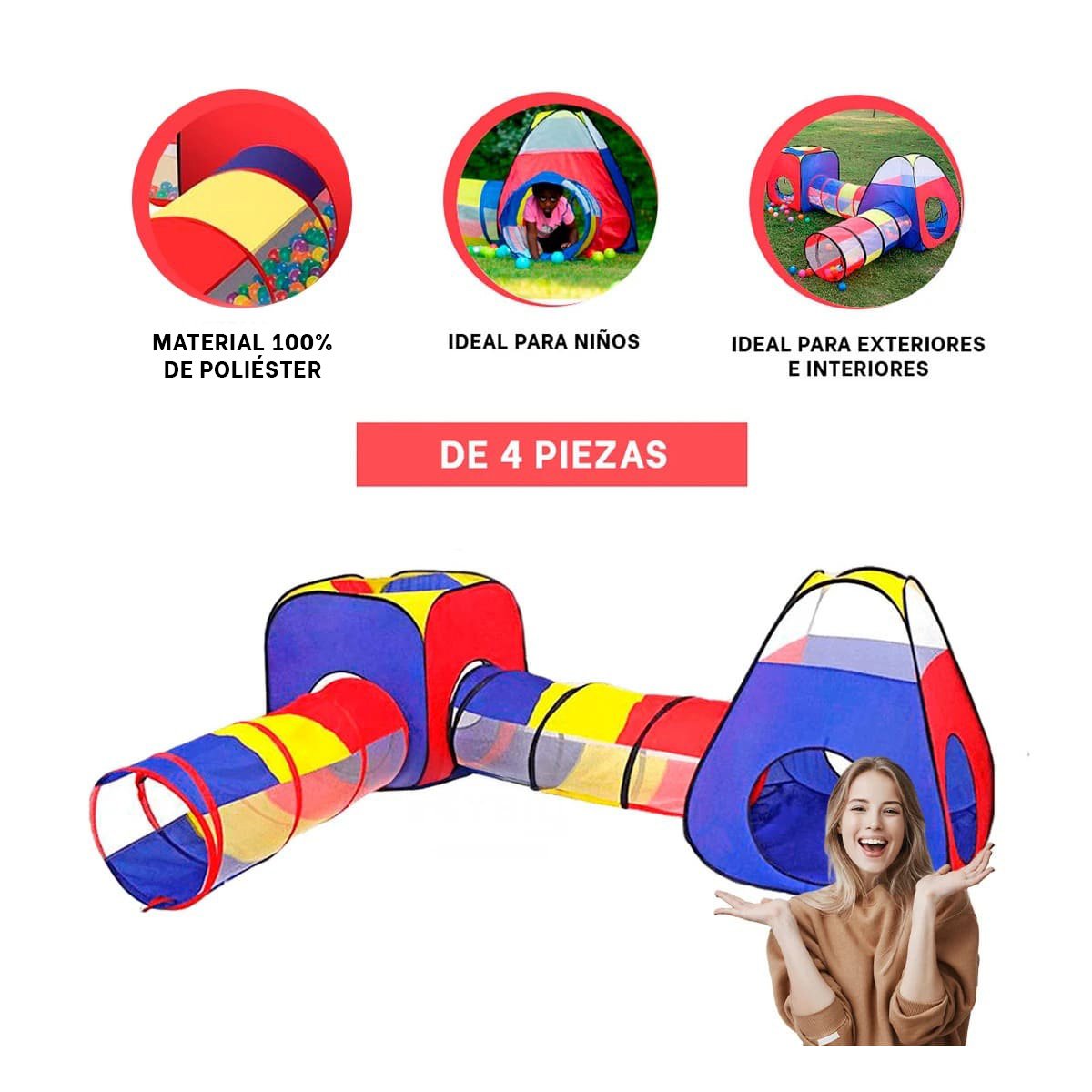 TIENDA COMPACTA DE NIÑO DE CAMPO 4 PIEZAS MG-H817 EB PARA CAMPING - 3