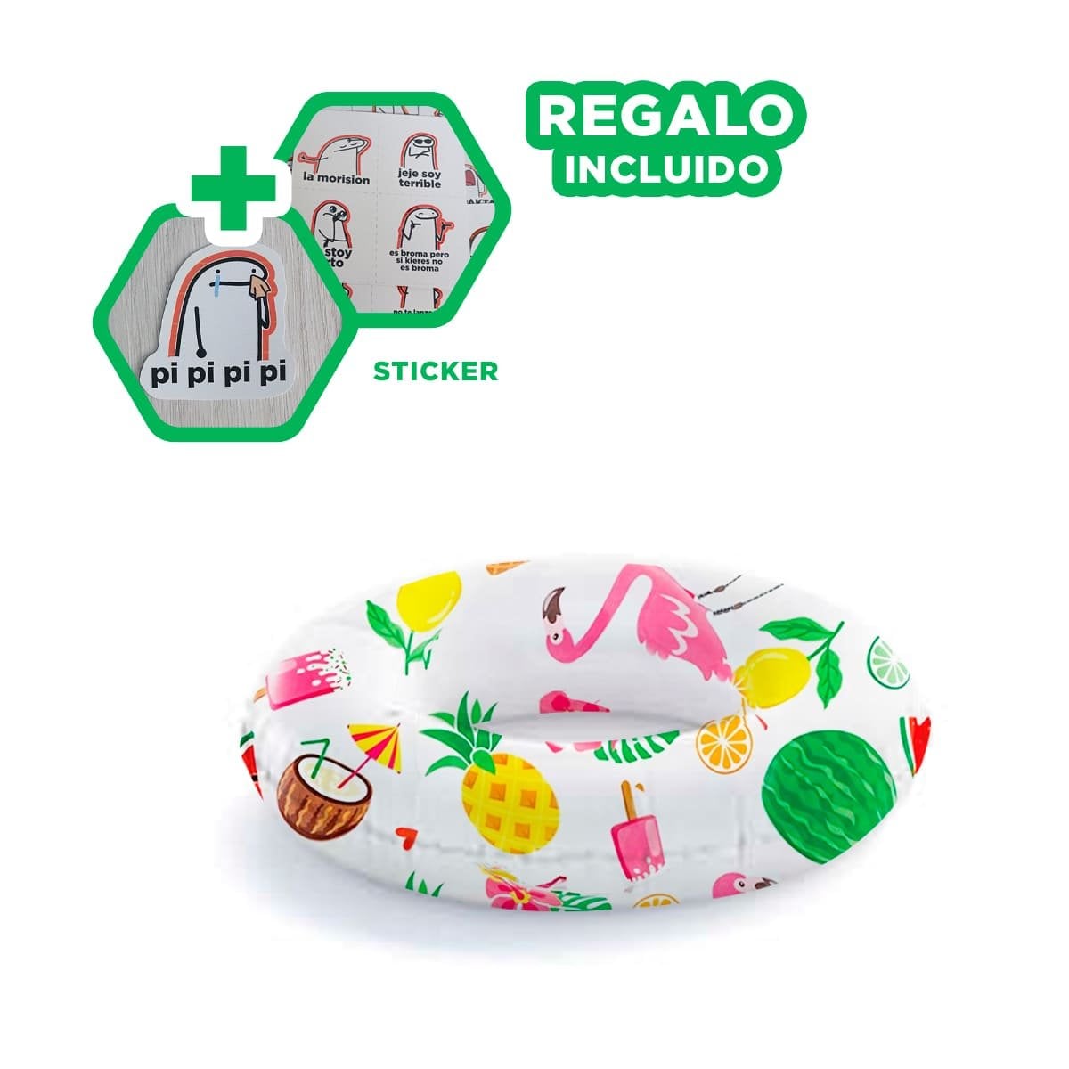 ARO FLOTANTE DE 61 CM CON GRAFICA DE FRUTAS PARA PISCINA Y JUEGOS EN AGUA Y+REGALO STICKER - 1