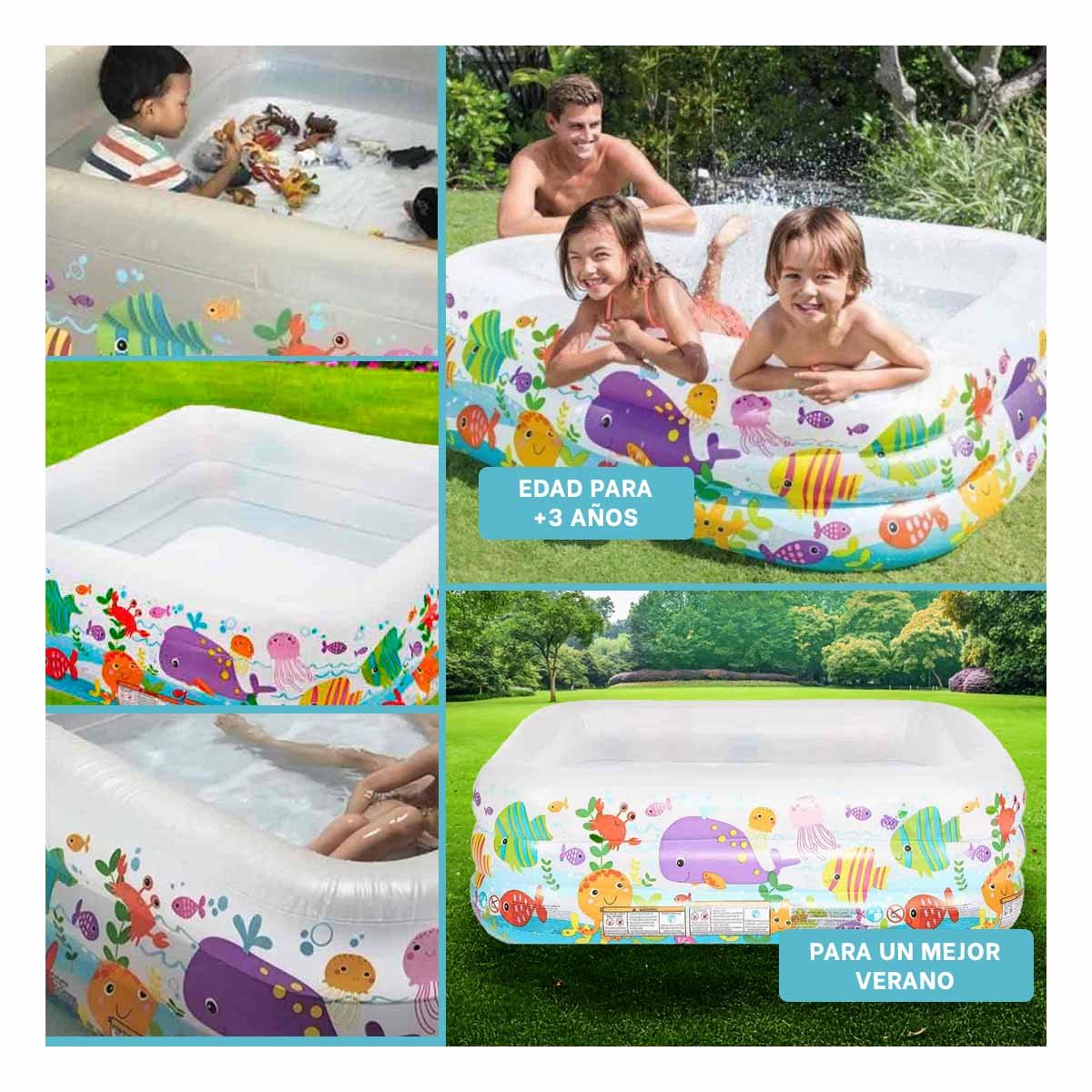 ZONA ACUATICA INFANTIL 159 X 159 X 50 CM PARA DIVERSION AL AIRE LIBRE - 5