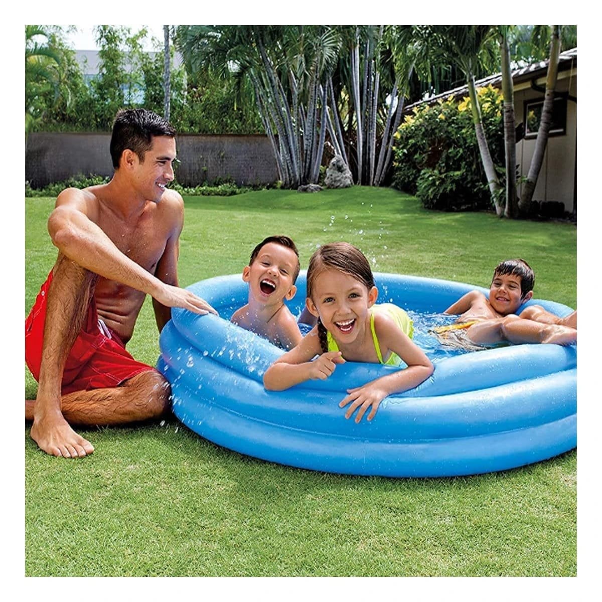 ESTANQUE AZUL CRISTAL 147 X 33 CM PARA JUEGOS DE AGUA EN CASA Y PATIO FAMILIAR Y+PAPEL REGALO - 3